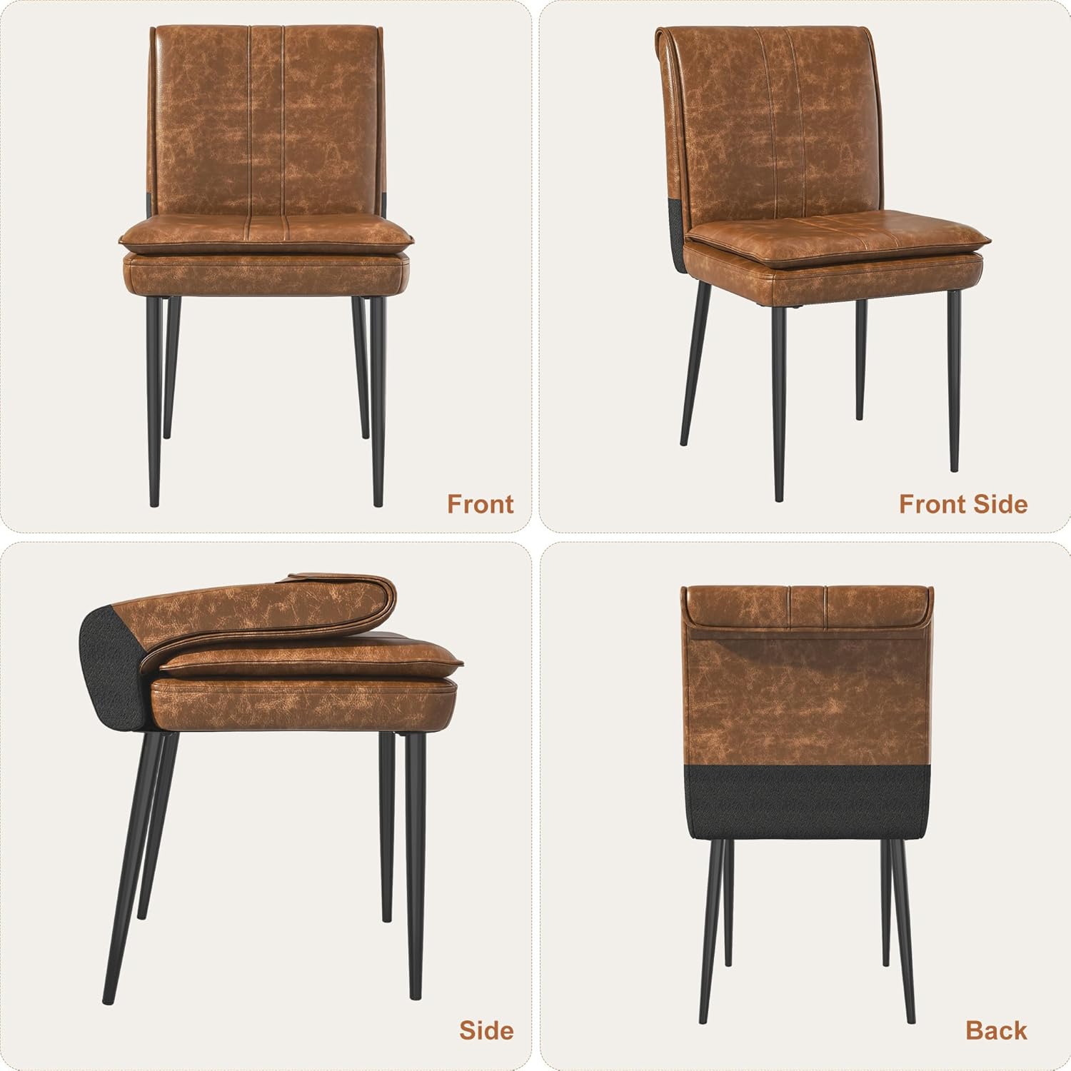 VECELO Upholstered PU Dining Chairs Set of 2