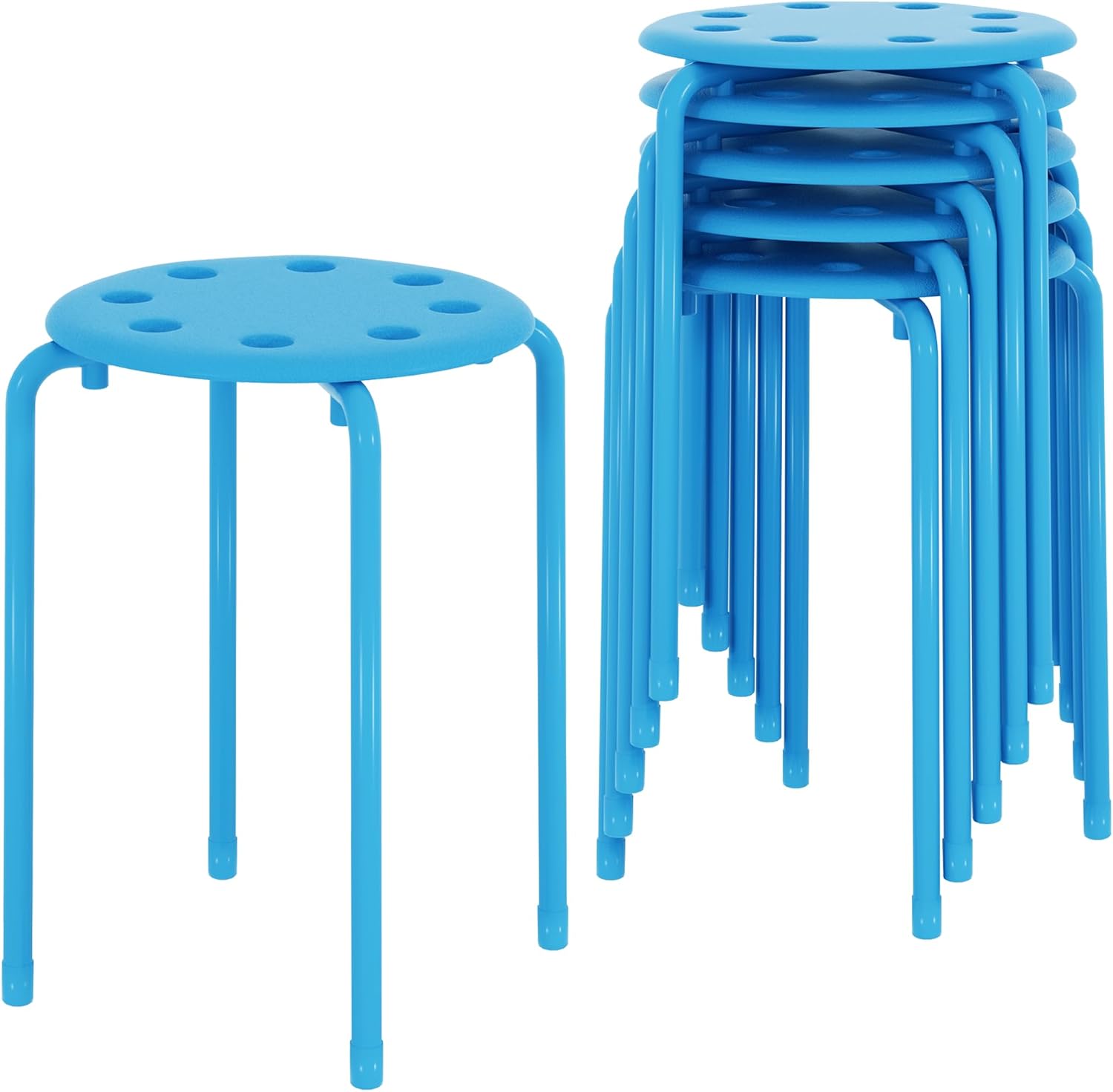 VECELO 6-Piece Stacking Stools, 17.7 Inch Standard Height - VECELO