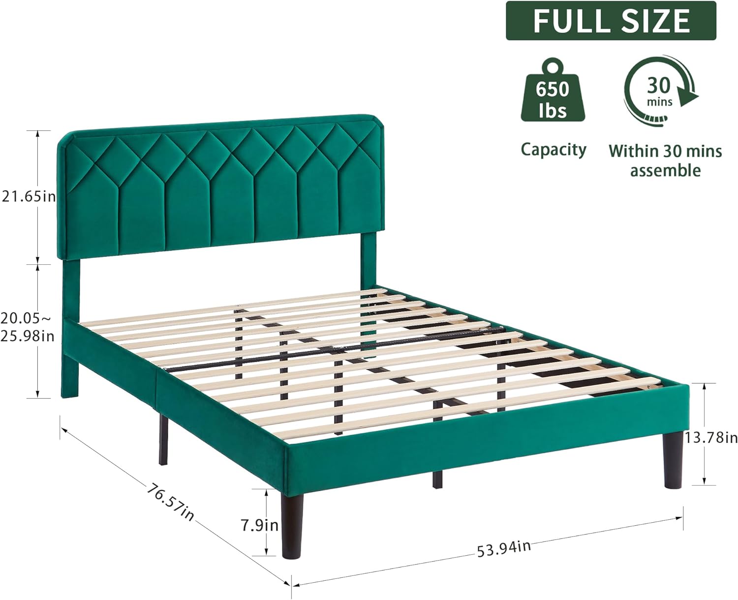 VECELO Premium Leather Upholstered Platform Bed Frame