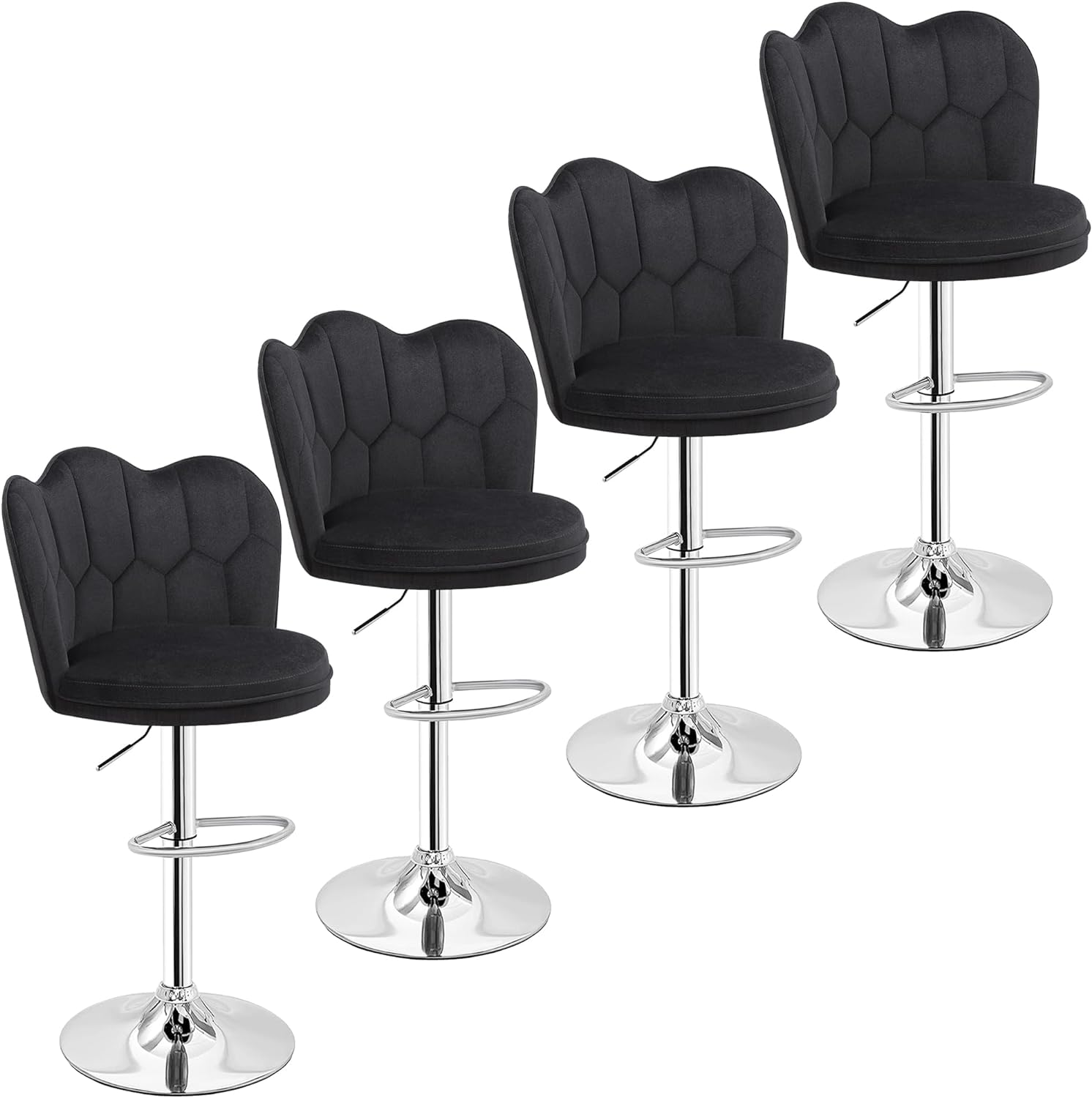 VECELO Bar Stools Set of 2/Set of 4, Adjustable Barstools with Back - VECELO