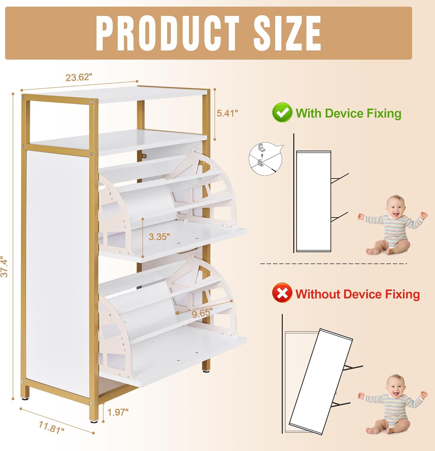 VECELO Shoe Storage Cabinet with 2 Flip