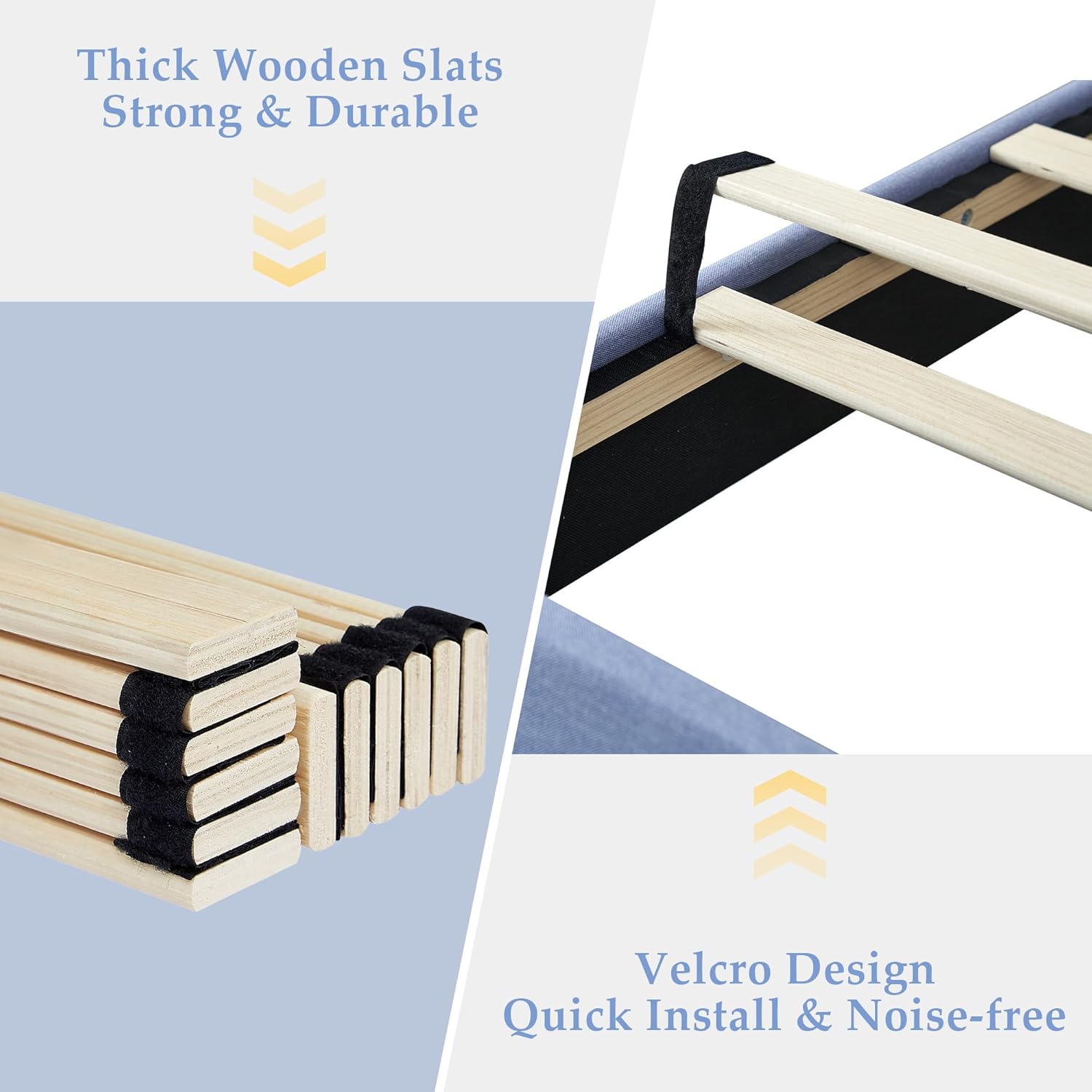 VECELO Upholstered Platform Bed Frame with Height Adjustable Headboard - VECELO