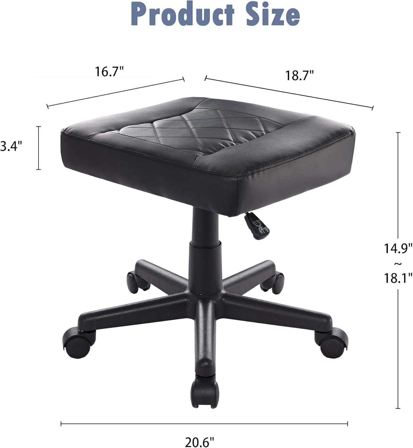 VECELO Under Desk Footrest, PU Ergonomic Foot Rest with Wheels