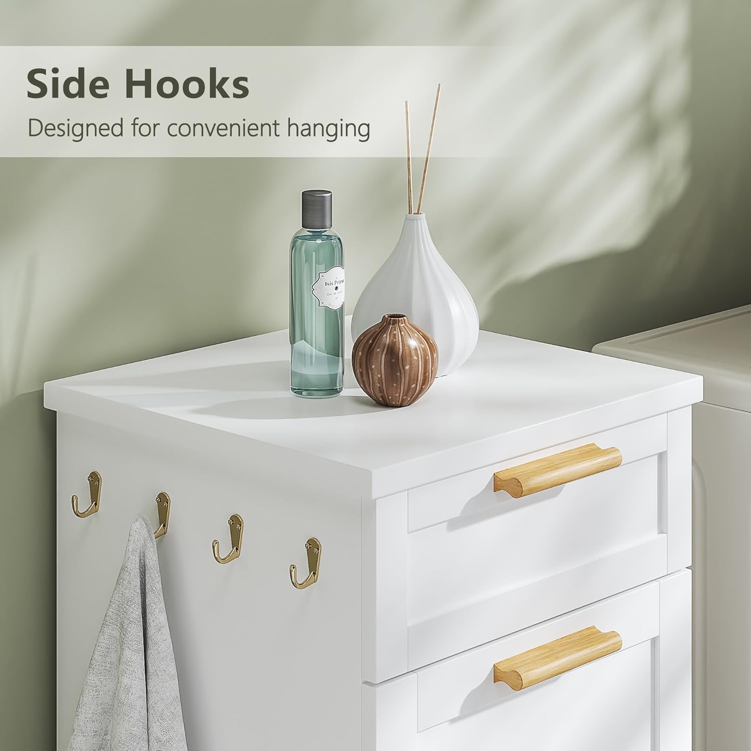 VECELO Tilt Out Laundry Hamper, 35" Bathroom Cabinet with Hidden Removable Basket