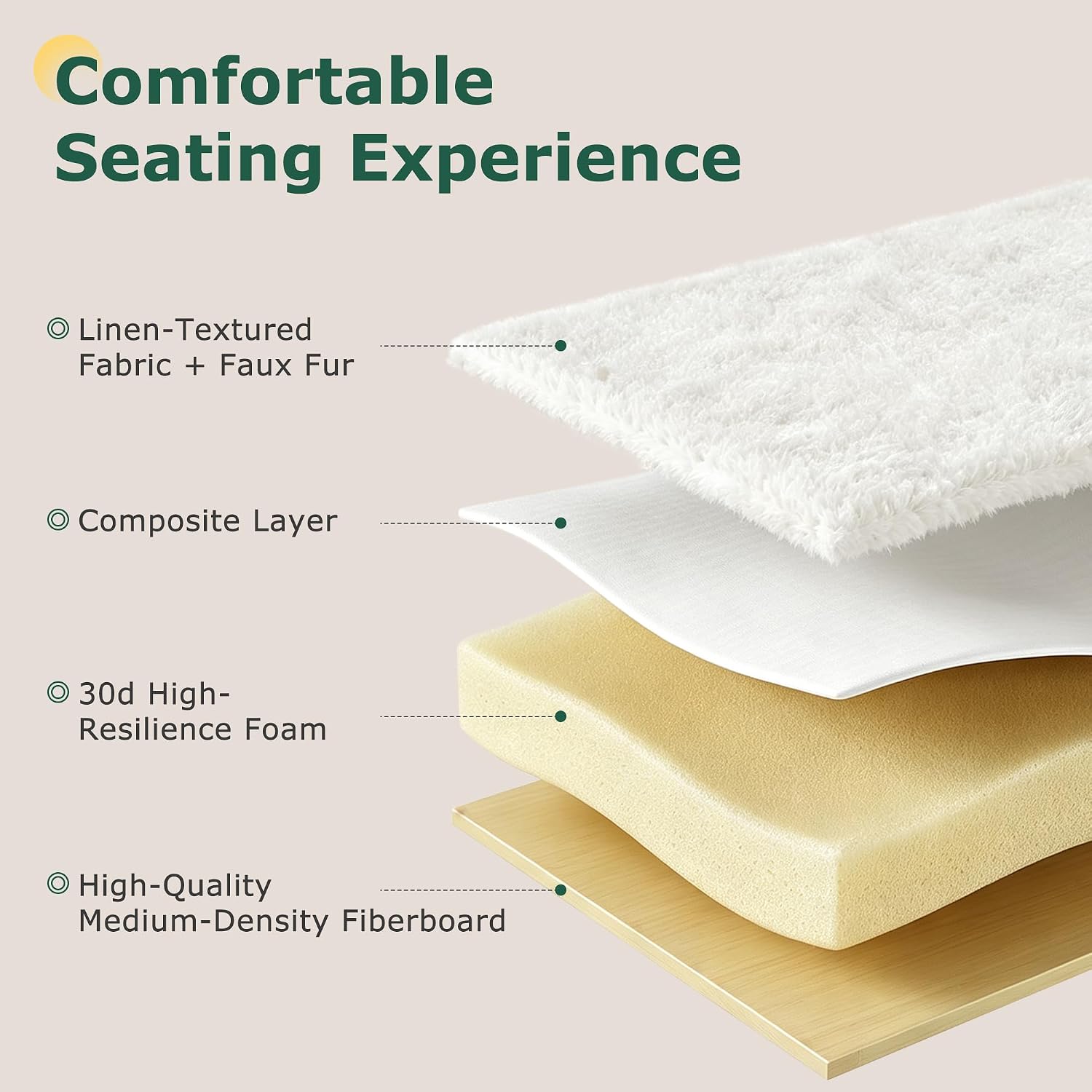 VECELO Vanity Stool Chair with Storage and Folding Back