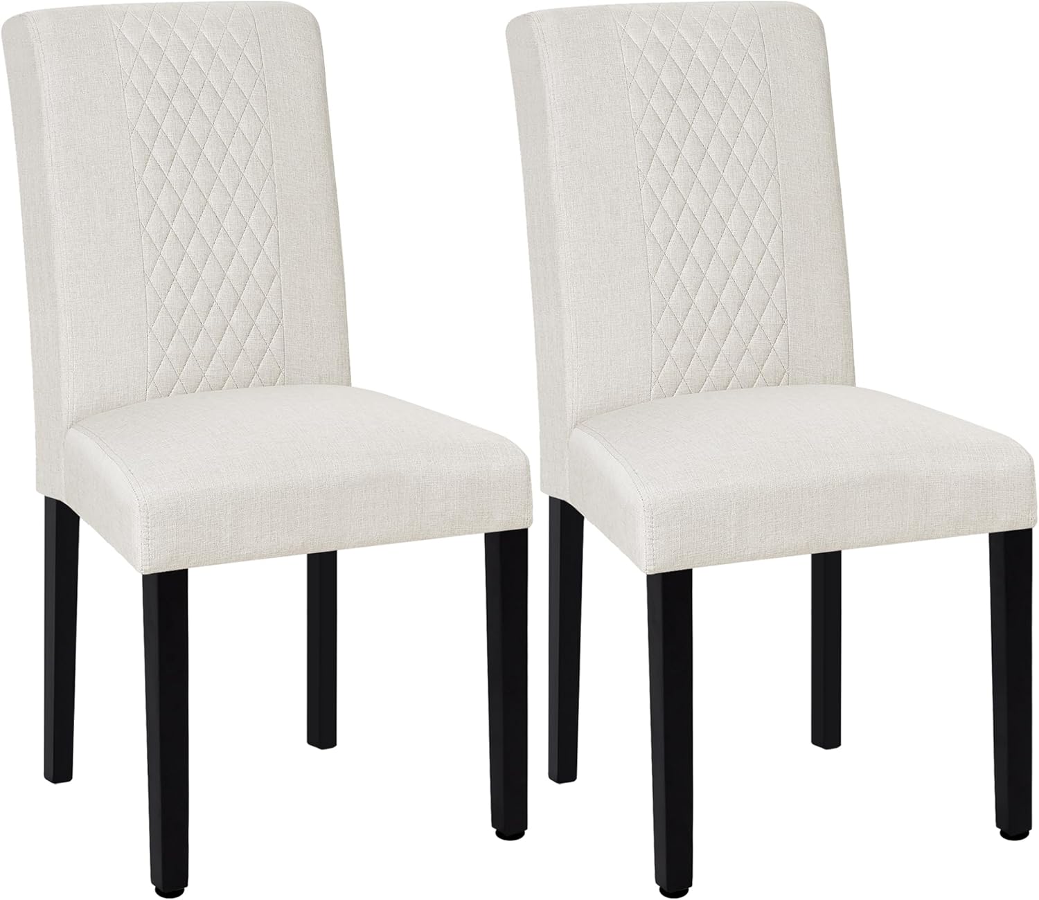 VECELO Dining Chairs Set of 2, Upholstered Fabric Wood Legs High Back for Kitchen Living Room