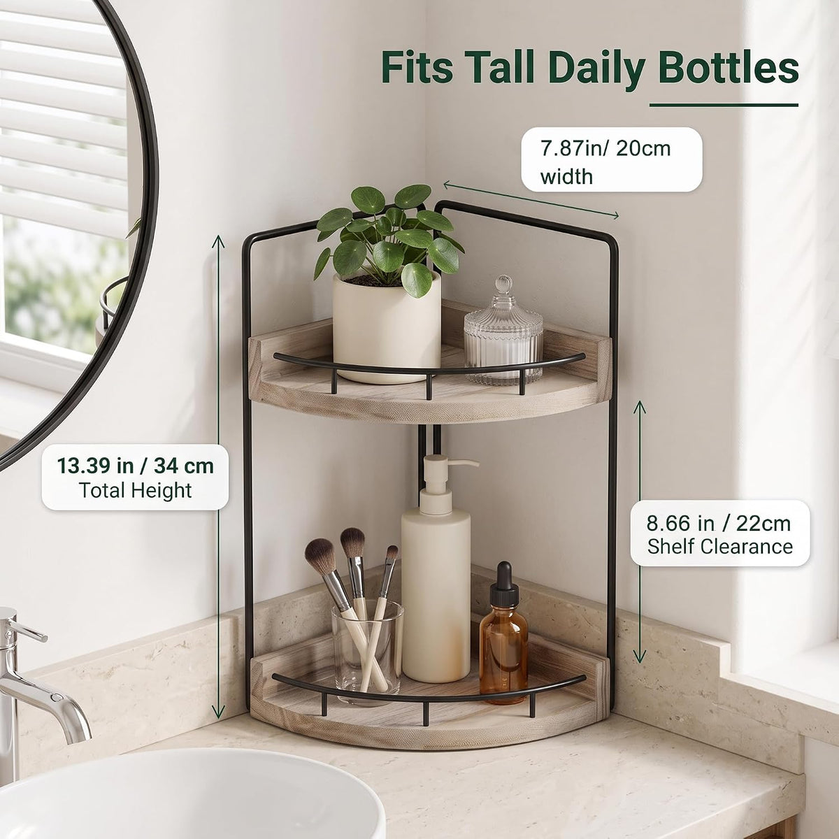 VECELO 2/3-Tier Free Standing Corner Shelf
