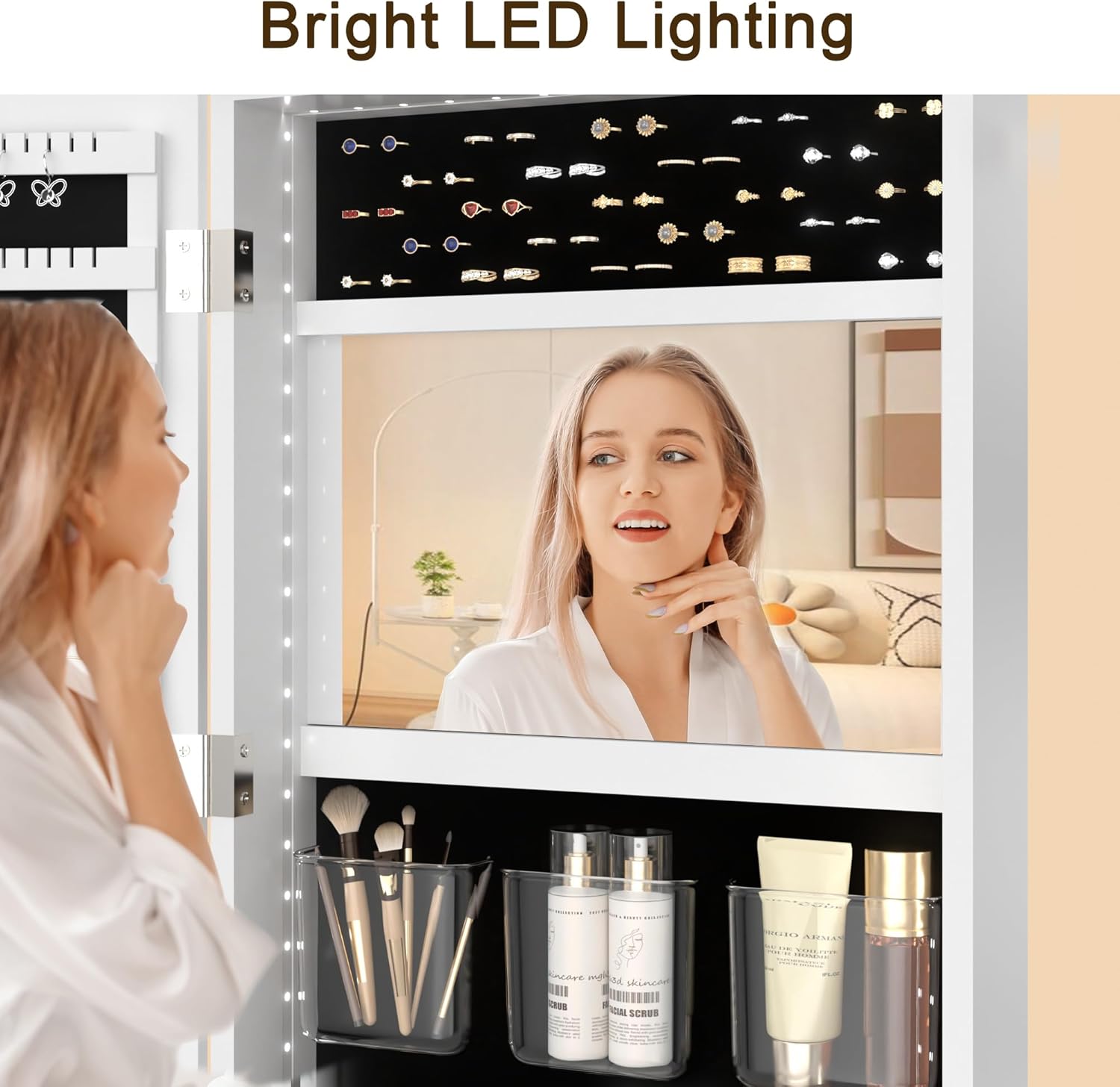 VECELO LED Mirror Jewelry Cabinet - VECELO