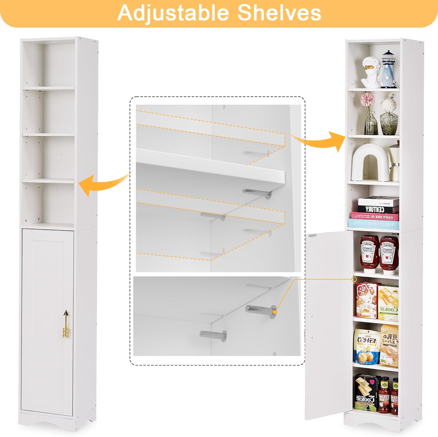 VECELO 71-Inch Tall Narrow Corner Bookcase