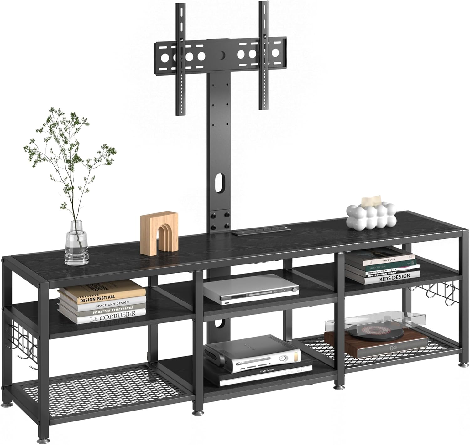 VECELO TV Stand with Mount and Power Outlets