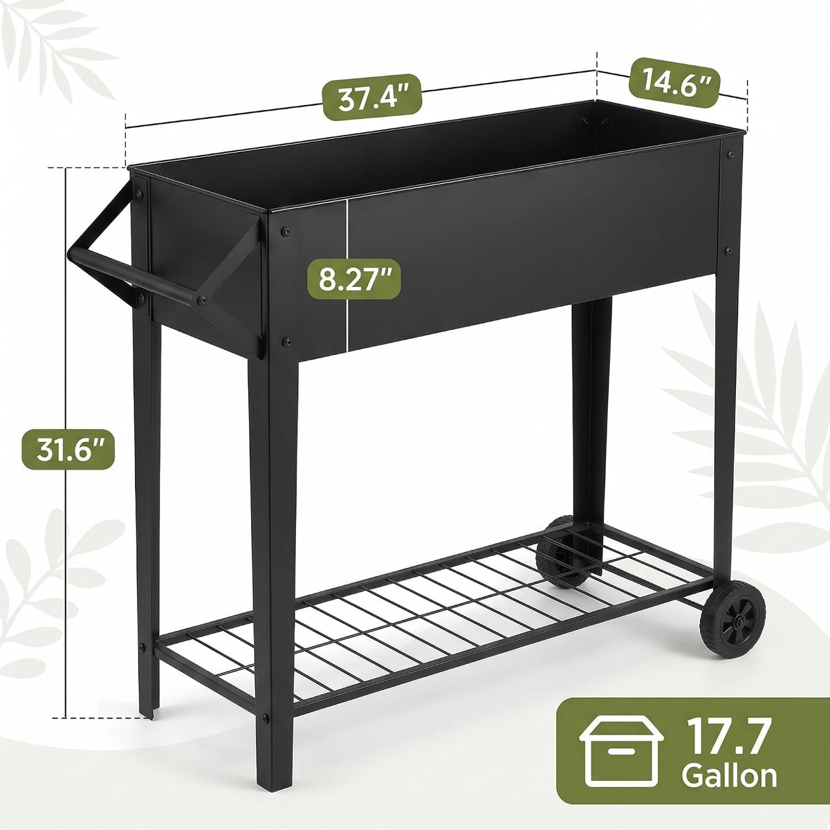 VECELO Elevated Raised Garden Bed with Wheels