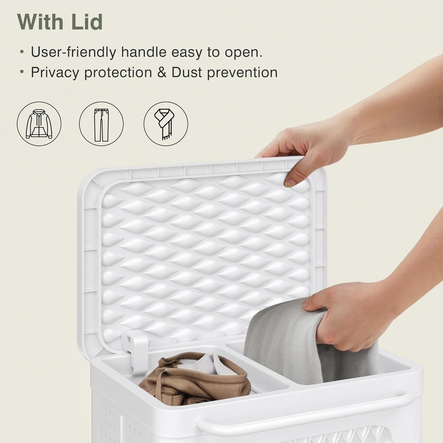 VECELO Rolling Laundry Hamper with Wheels and Lid