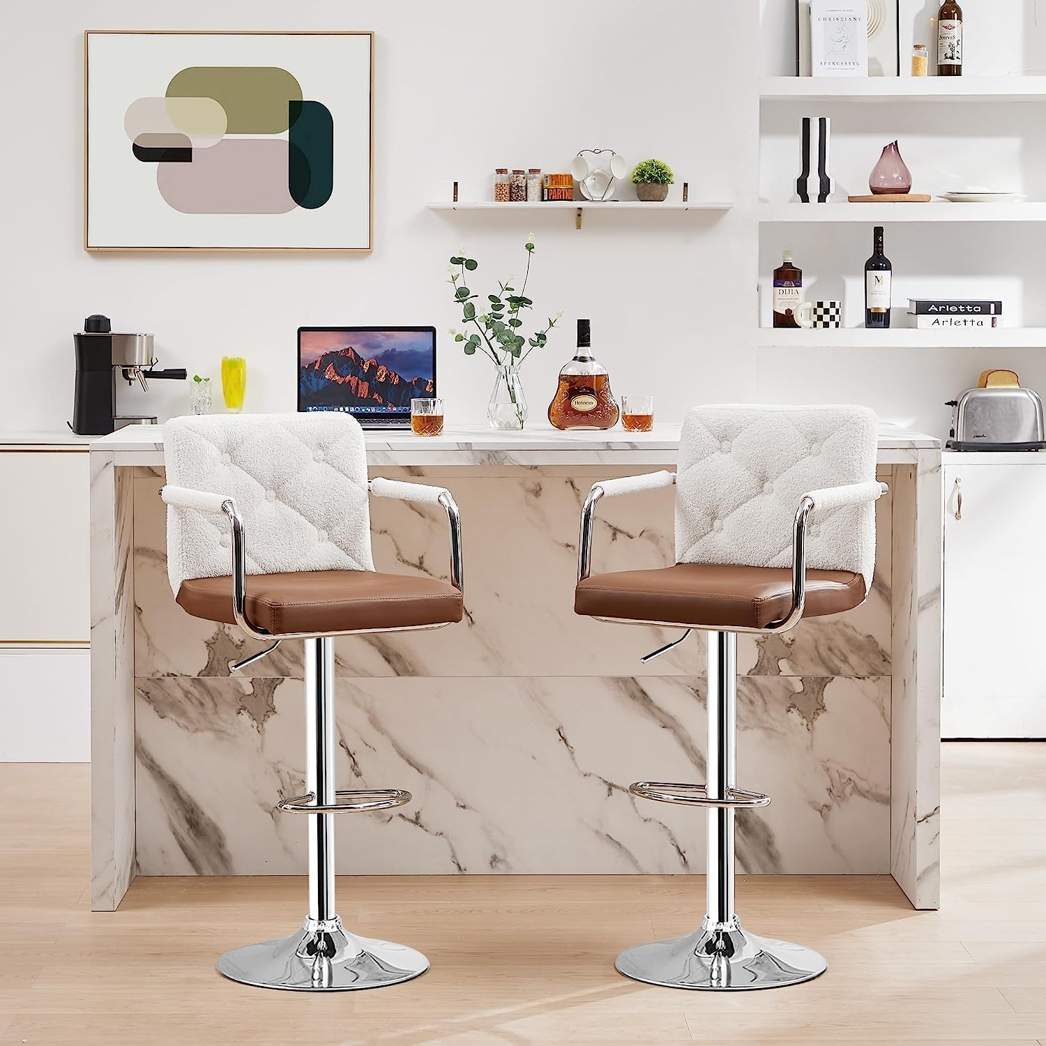VECELO Adjustable Counter Height Bar Stools Set of 2 - VECELO