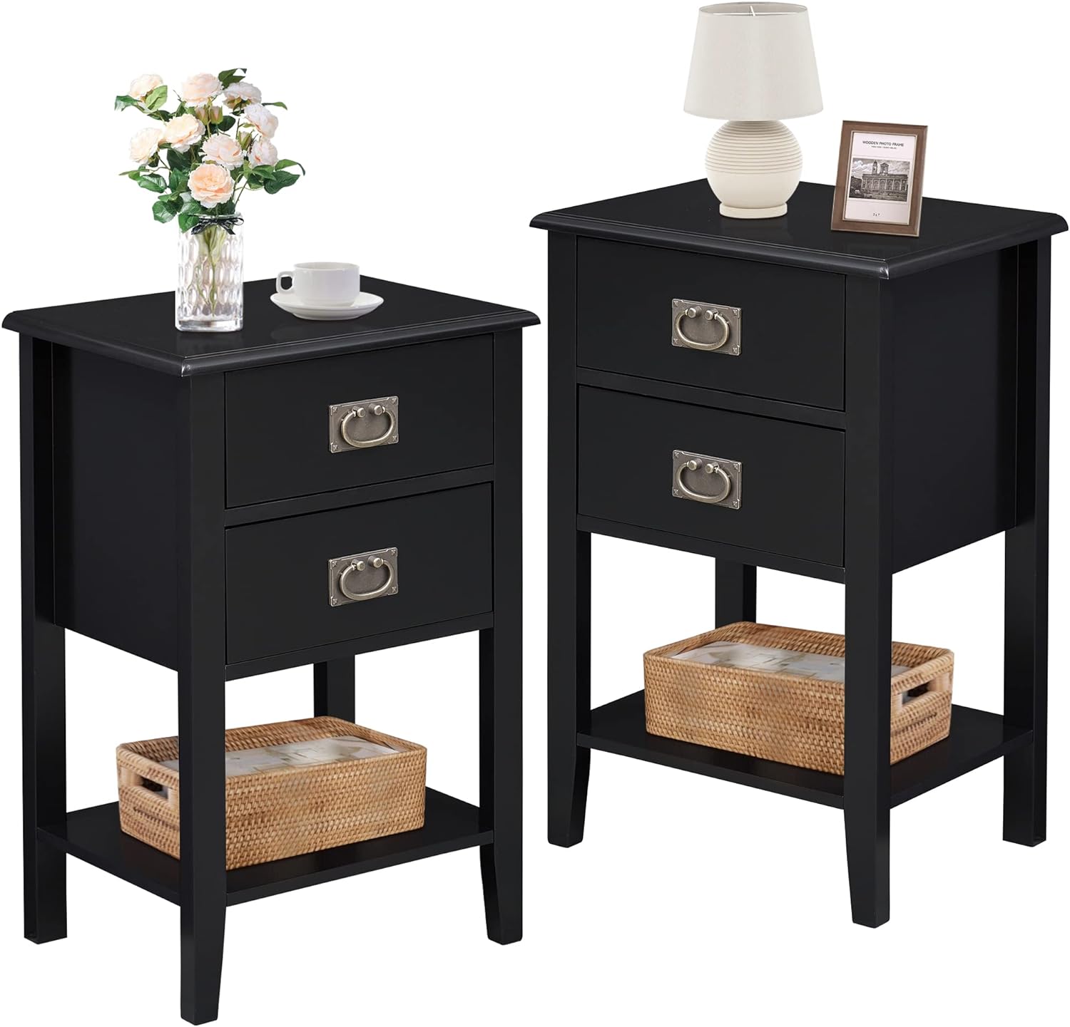 VECELO Modern Nightstands Set of 2, Side End Table with Drawers - VECELO