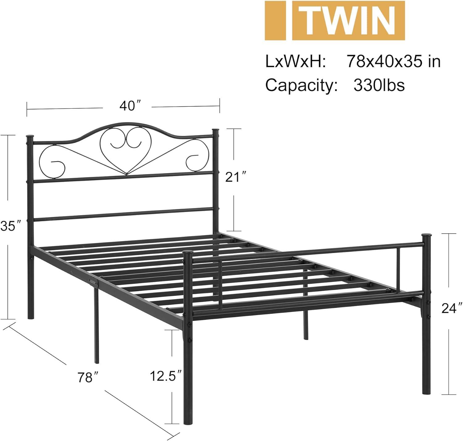 VECELO Metal Platform Bed Frame Mattress Foundation Decorative Headboard & Footboard - VECELO