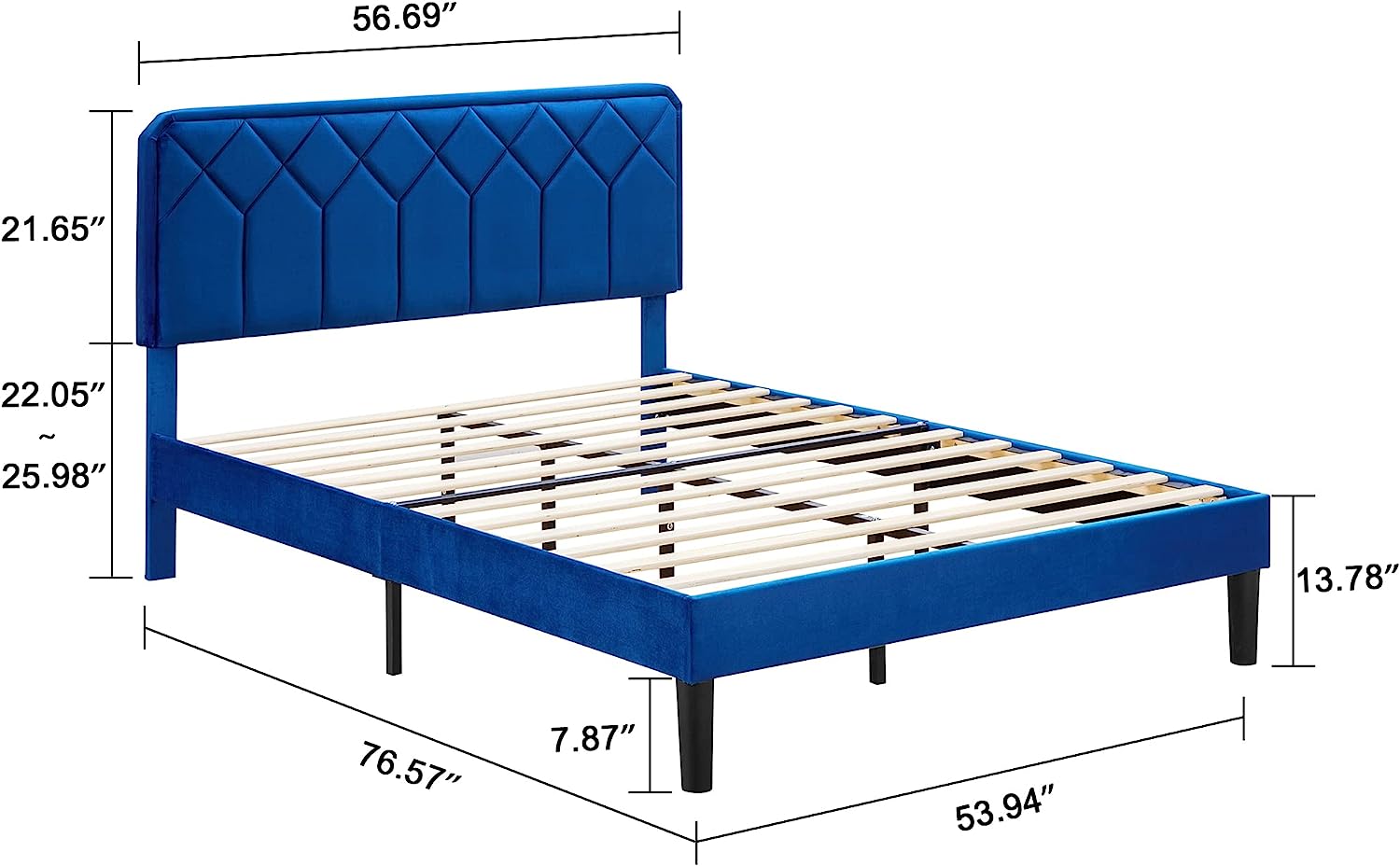 VECELO Premium Leather Upholstered Platform Bed Frame