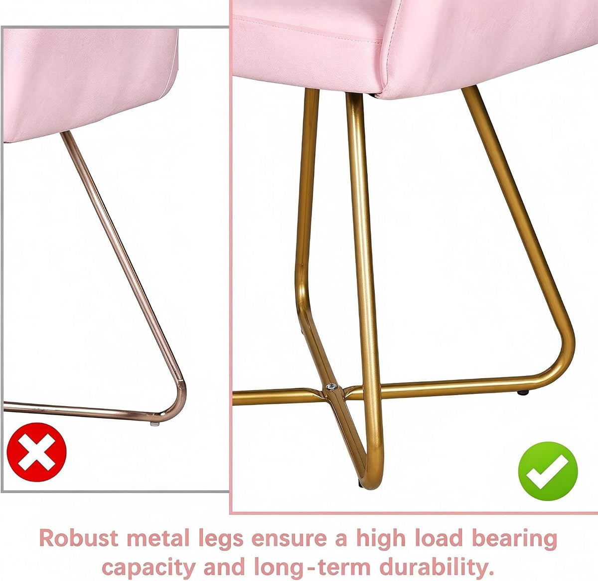 VECELO Large Wide Velvet Accent Chair  Luxury Vanity Chair with Gold Legs
