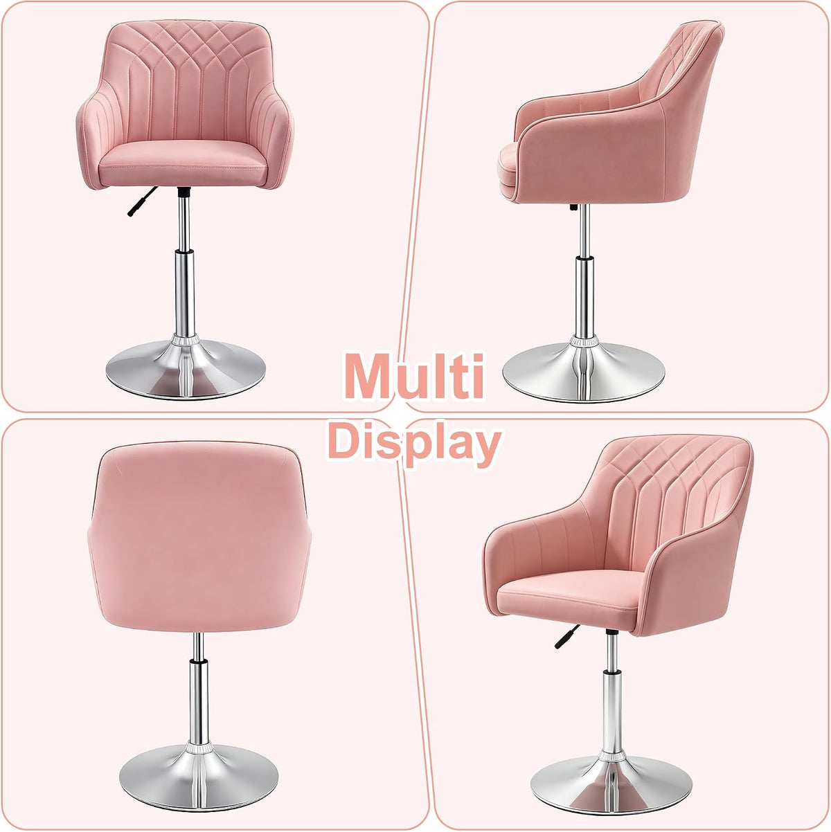 VECELO Modern Accent Chair with Adjustable Height  Swivel Vanity Chair with Velvet Seat