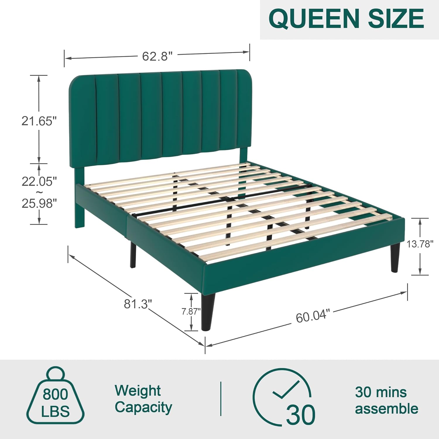 VECELO Upholstered Platform bedframe with Adjustable Headboard