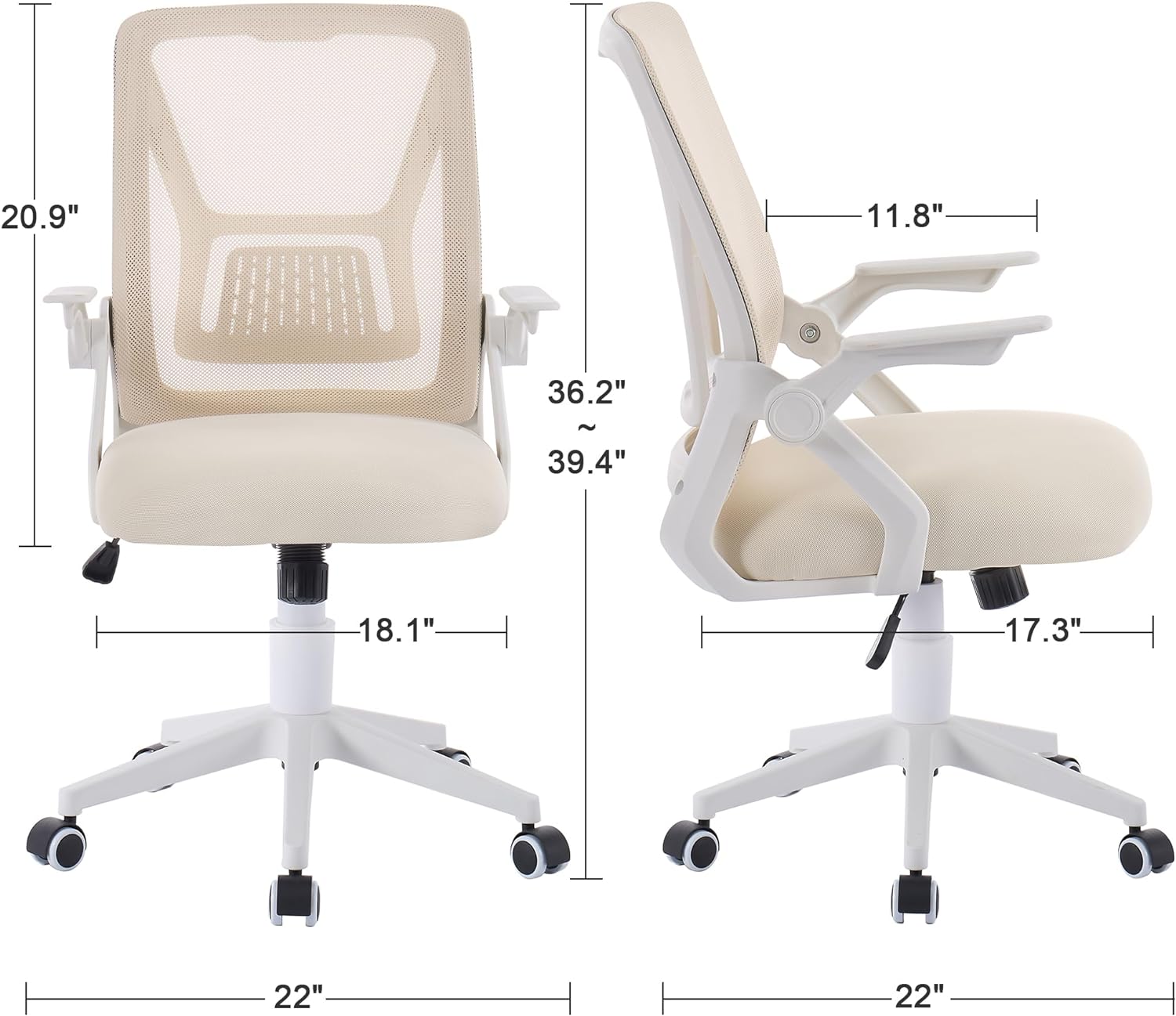 VECELO Mid-Back Swivel Ergonomic Office Chair