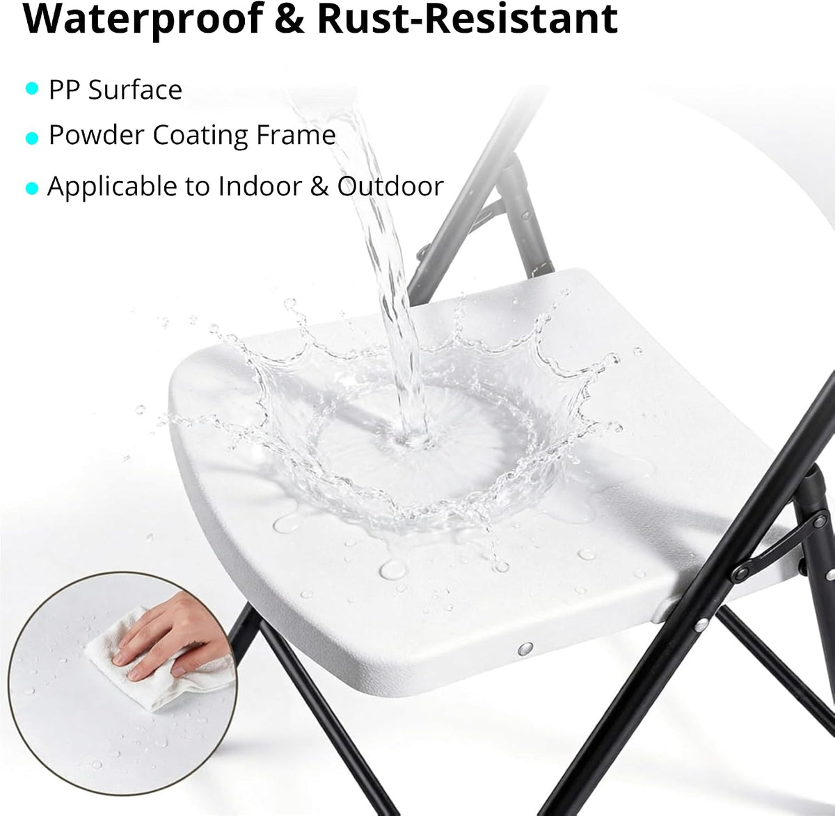 VECELO Folding Chairs 4 Pack for Indoor/Outdoor Use