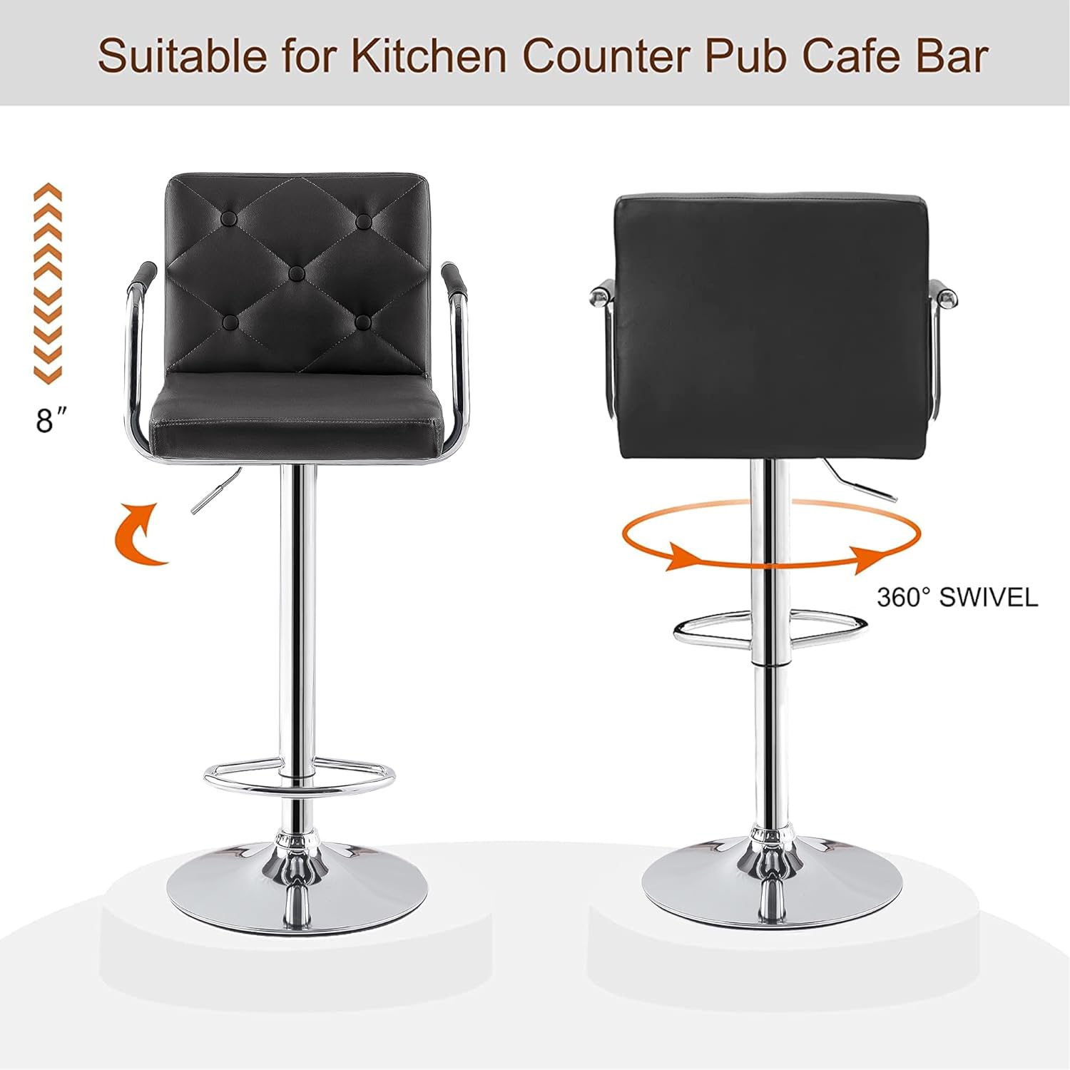 VECELO Adjustable Counter Height Bar Stools Set of 2 - VECELO