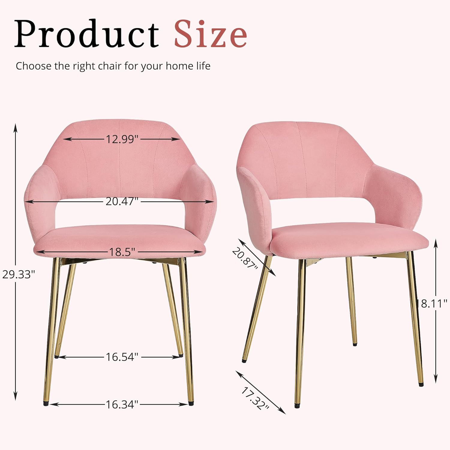 VECELO Velvet Dining Chairs Set of 2