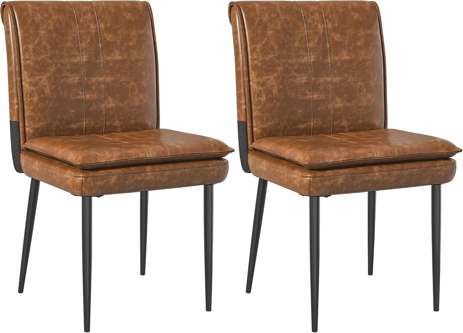 VECELO Upholstered PU Dining Chairs Set of 2