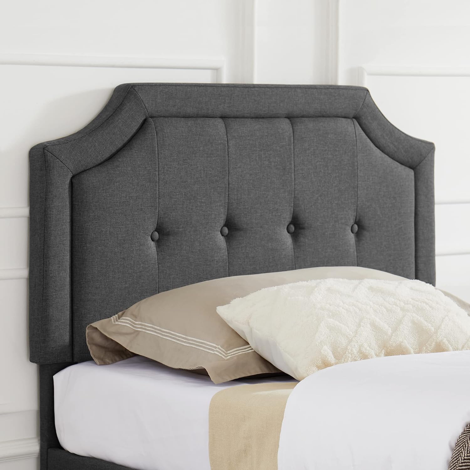 VECELO Premium Upholstered Platform Bed Diamond Stitched Panel Headboard