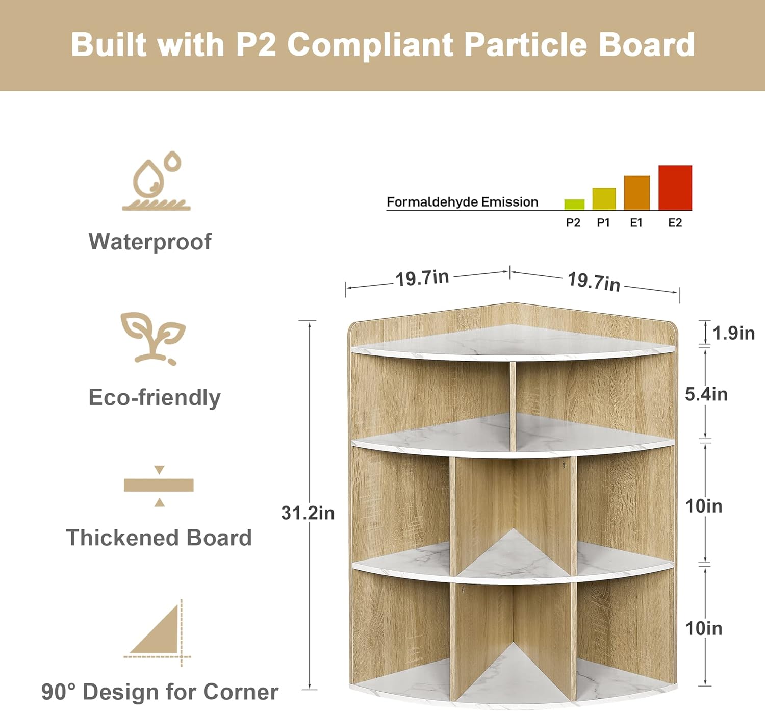 VECELO 3-Tier Corner Cabinet with 8 Cubbies, Wooden Cube Storage Organizer - VECELO