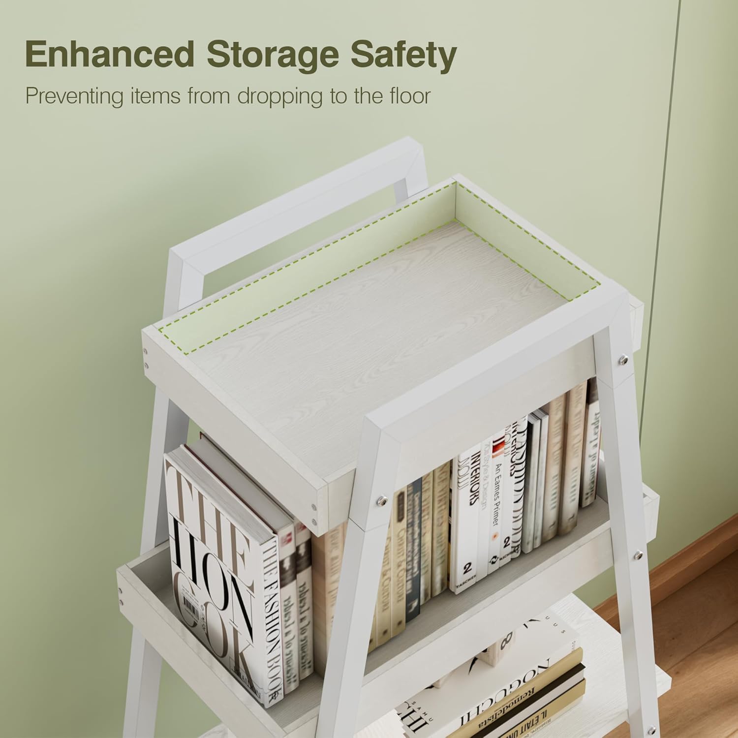 VECELO Ladder Shelf/Display Shelf 4 Tier Storage Bookcase Rack Wood & Steel - VECELO