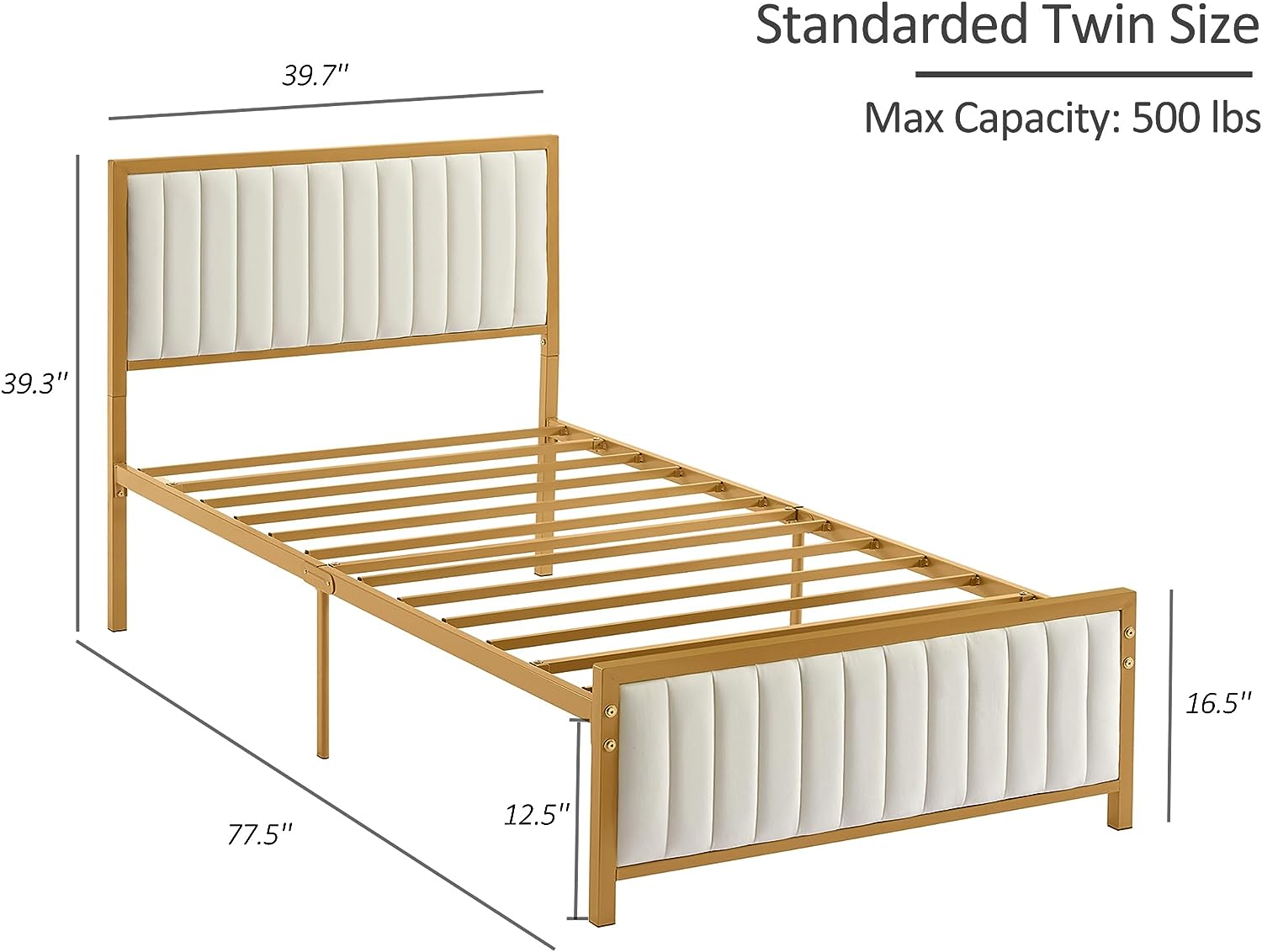 VECELO Bed Frame with Upholstered Tufted Headboard & Footboard - VECELO