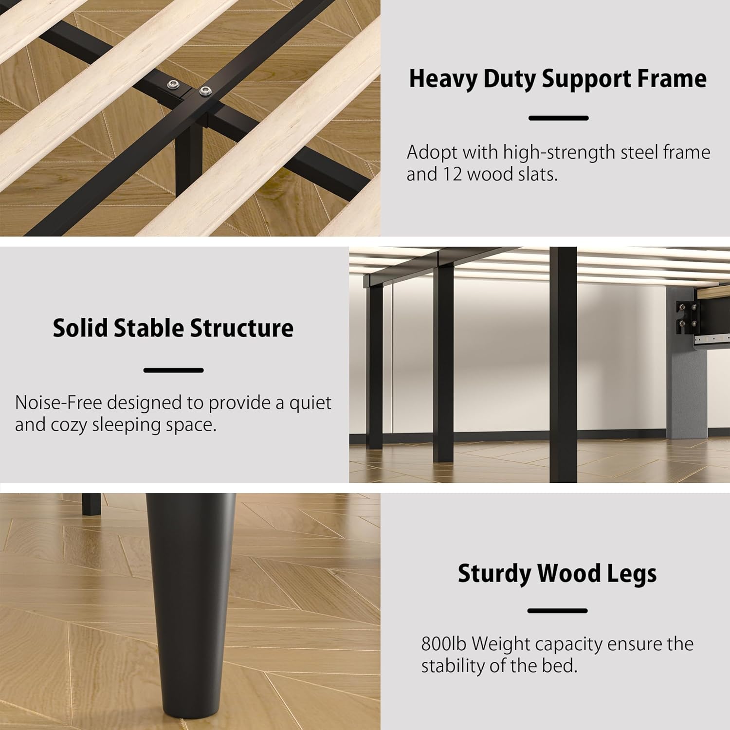 VECELO Bed Frame with LED Lights - VECELO