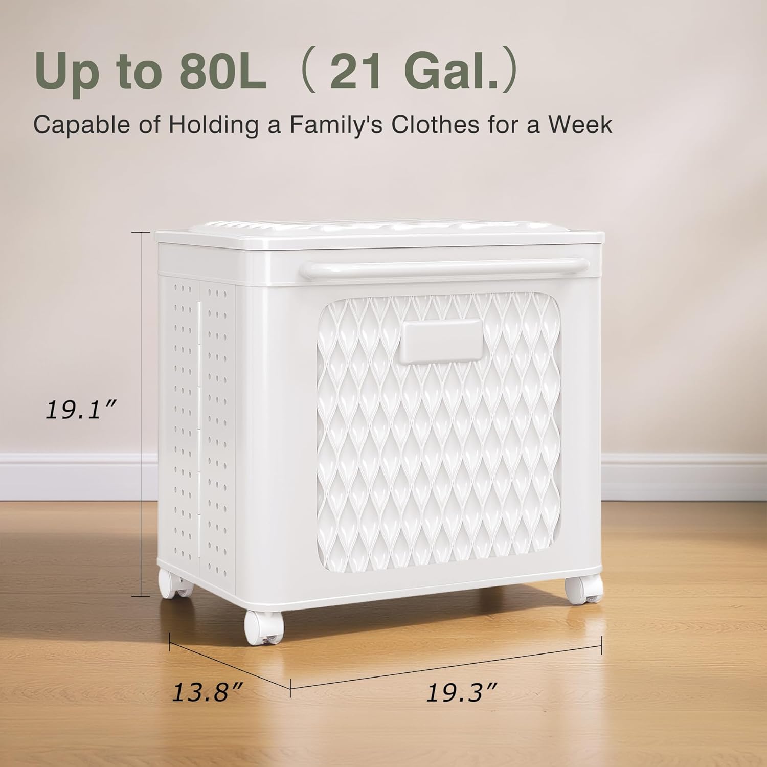 VECELO Rolling Laundry Hamper with Wheels and Lid