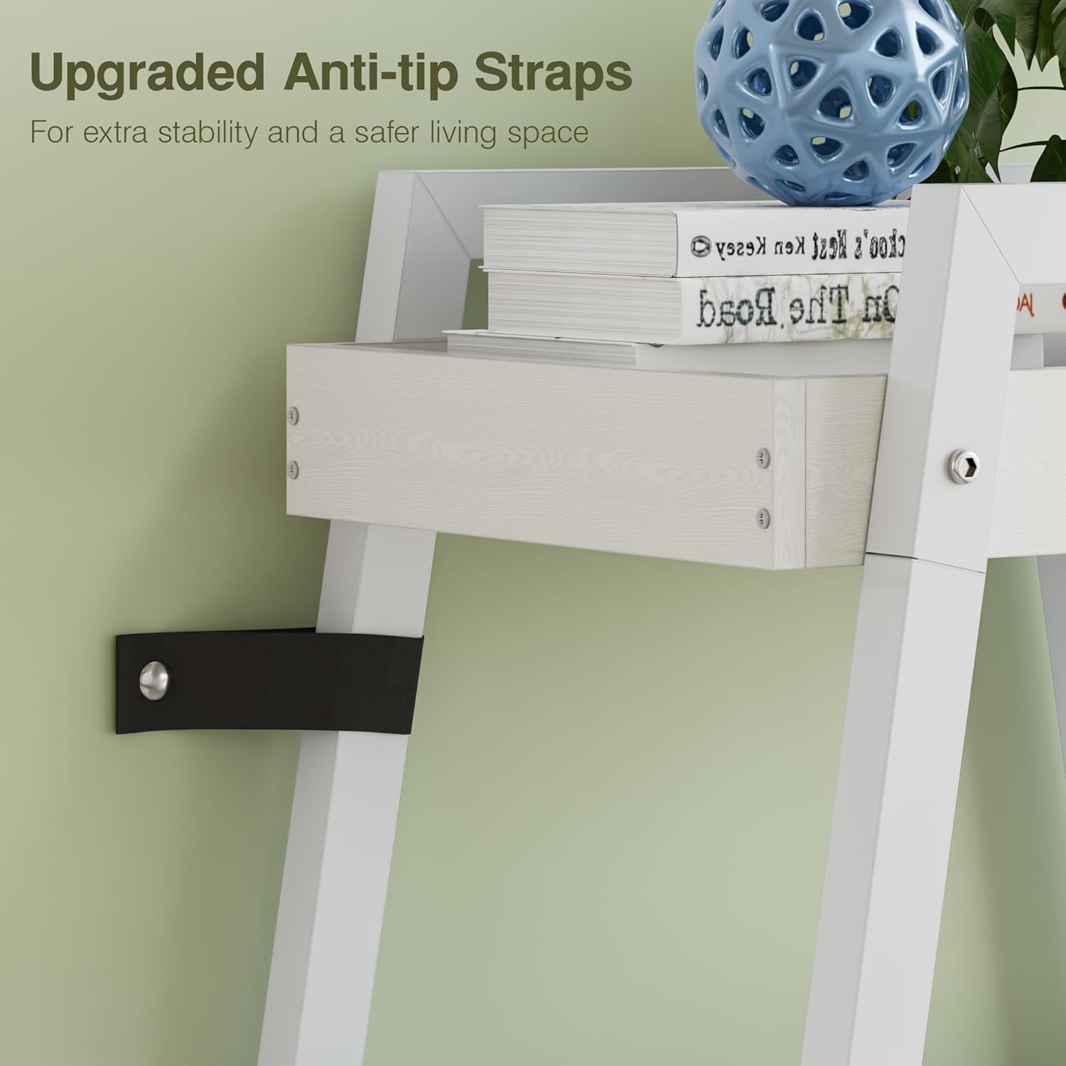 VECELO Ladder Shelf/Display Shelf 4 Tier Storage Bookcase Rack Wood & Steel - VECELO