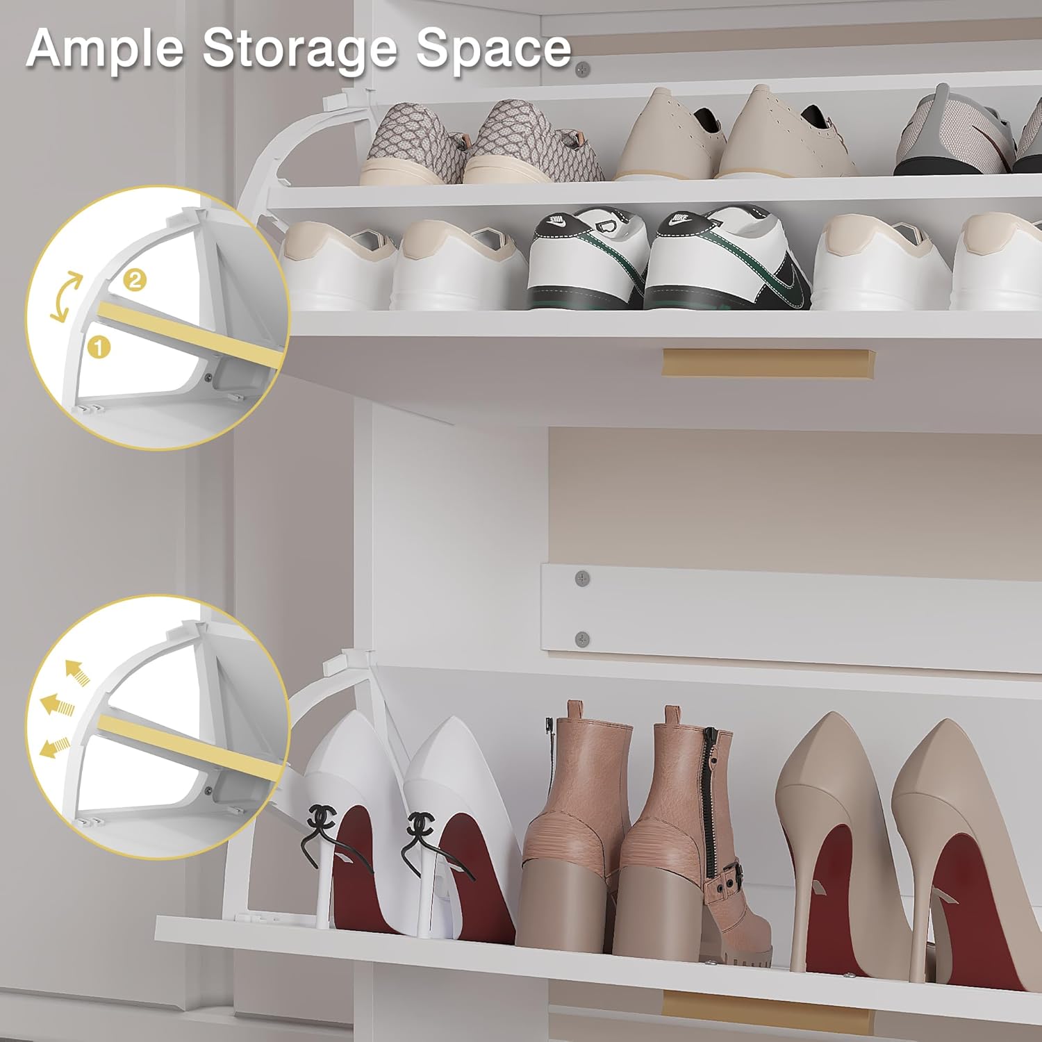 VECELO Shoe Cabinet with 2 Flip Drawers for Entryway