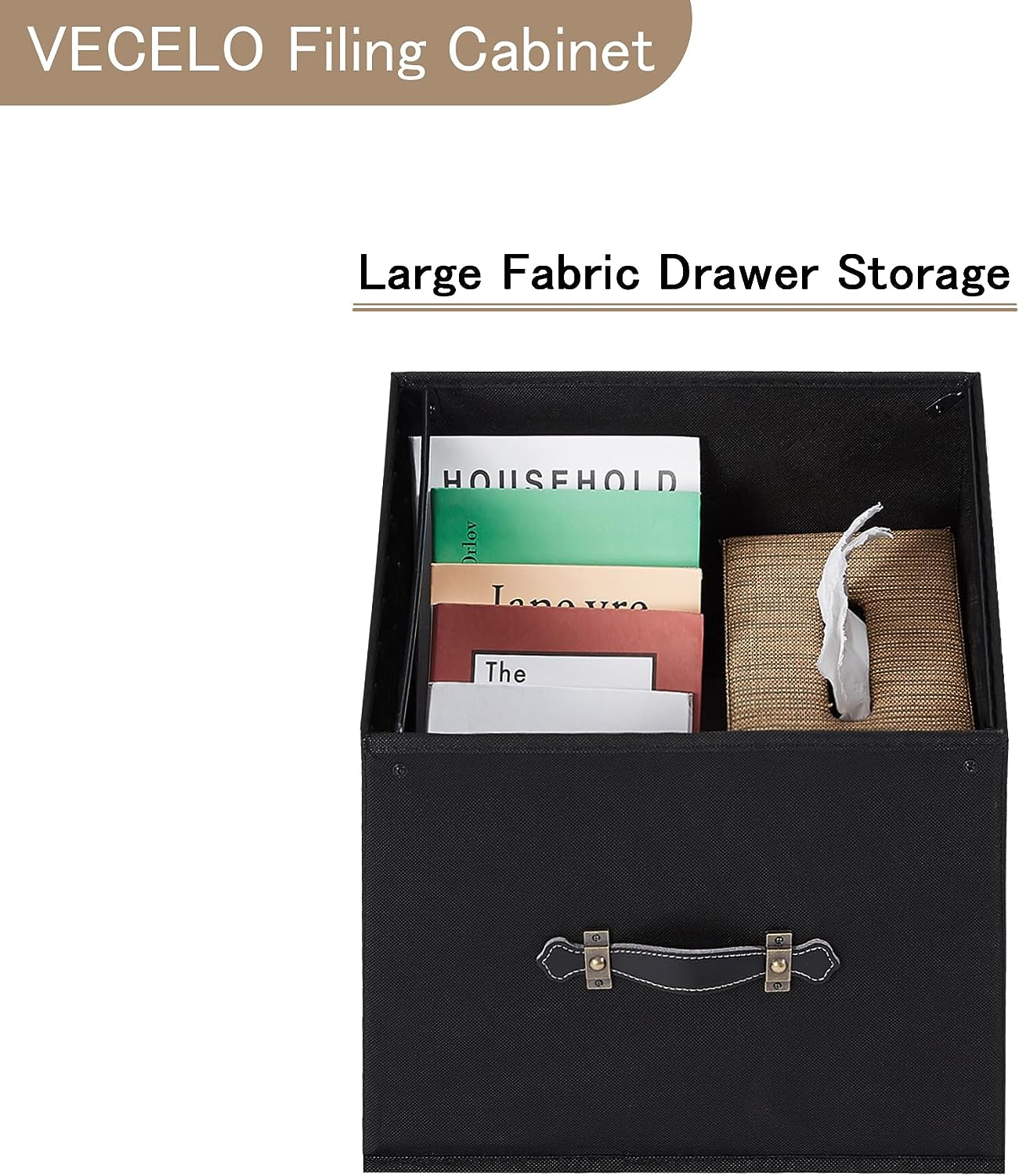 VECELO Lateral File Cabinet with 2 Big Rolling Printer Stand with 3 Open Storage Shelf - VECELO