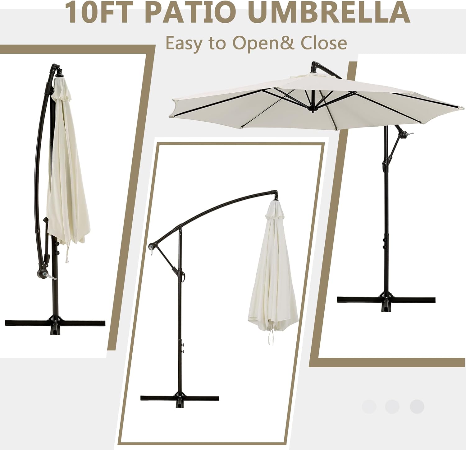 VECELO 10ft Offset Patio Umbrella with UV Protection Waterproof for Outdoor - VECELO