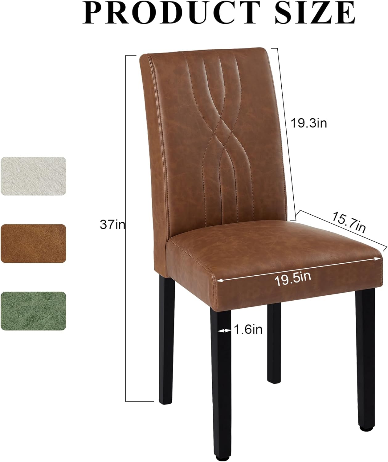 VECELO Upholstered Dining Chairs Set of 2 Modern Fabric and Solid Wood Legs & High Back