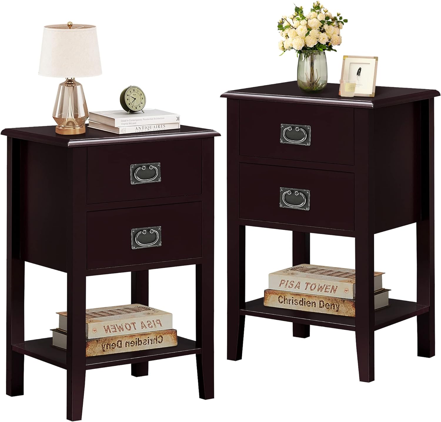 VECELO Modern Nightstands Set of 2, Side End Table with Drawers - VECELO