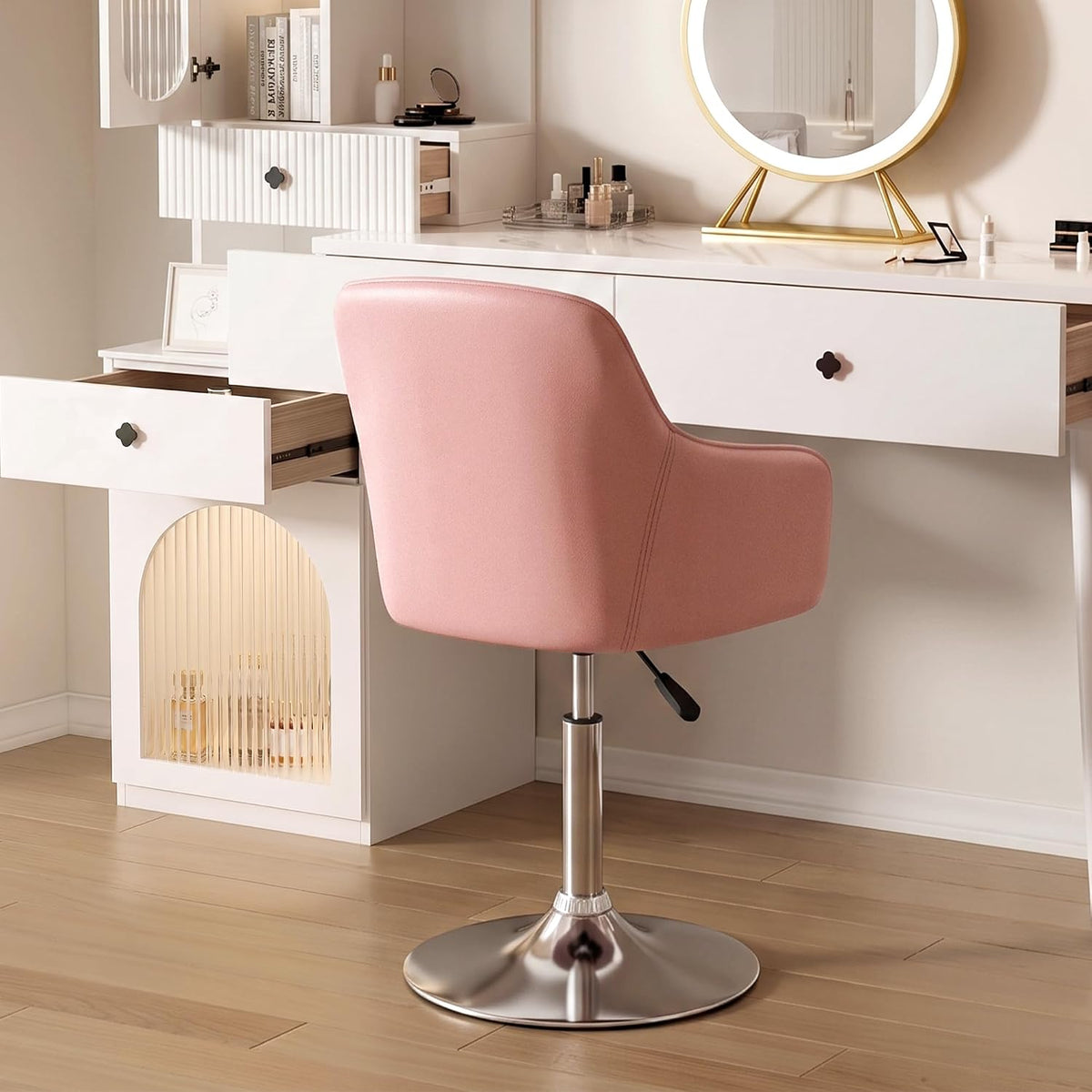 VECELO Modern Accent Chair with Adjustable Height  Swivel Vanity Chair with Velvet Seat