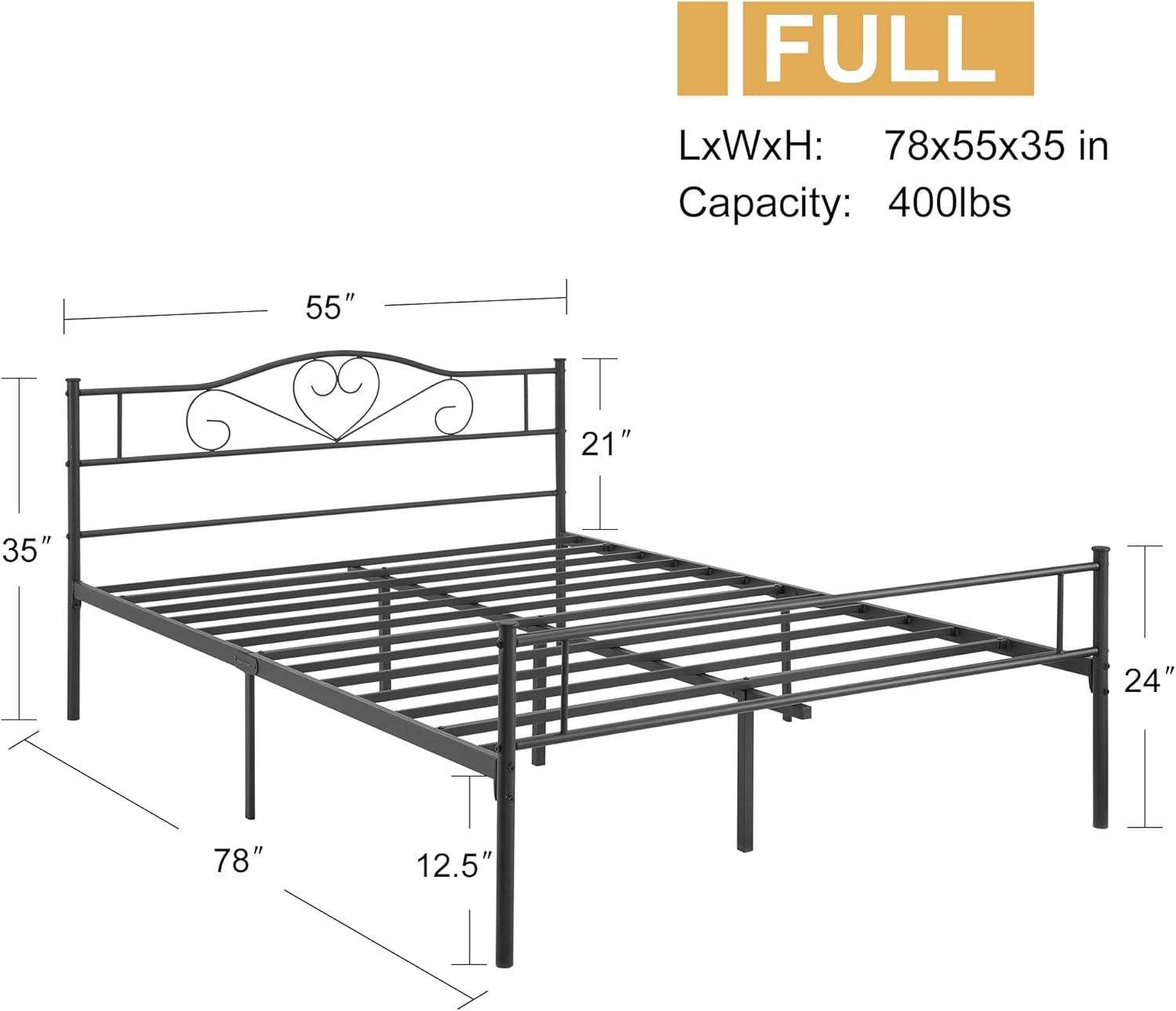 VECELO Metal Platform Bed Frame Mattress Foundation Decorative Headboard & Footboard - VECELO