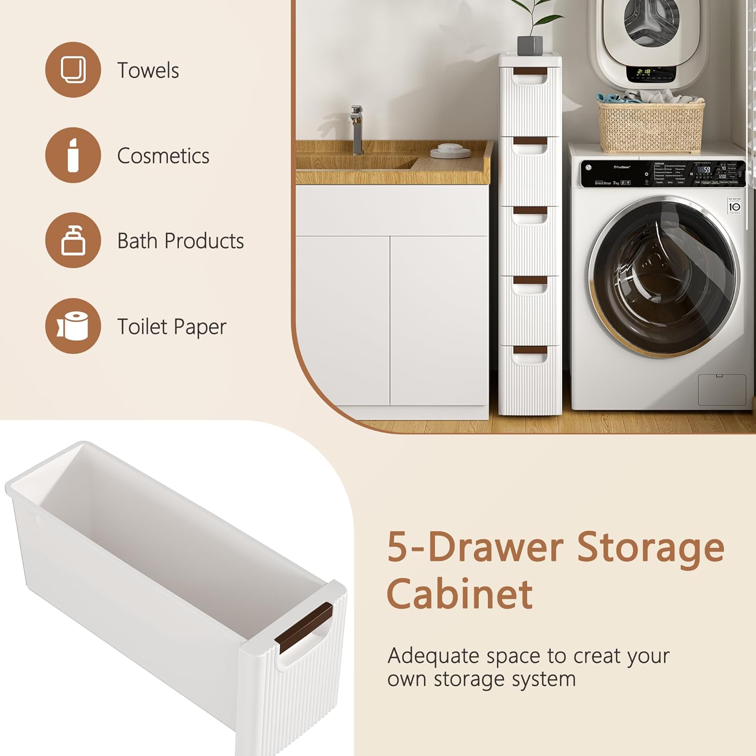 VECELO Narrow Bathroom Storage Cabinet