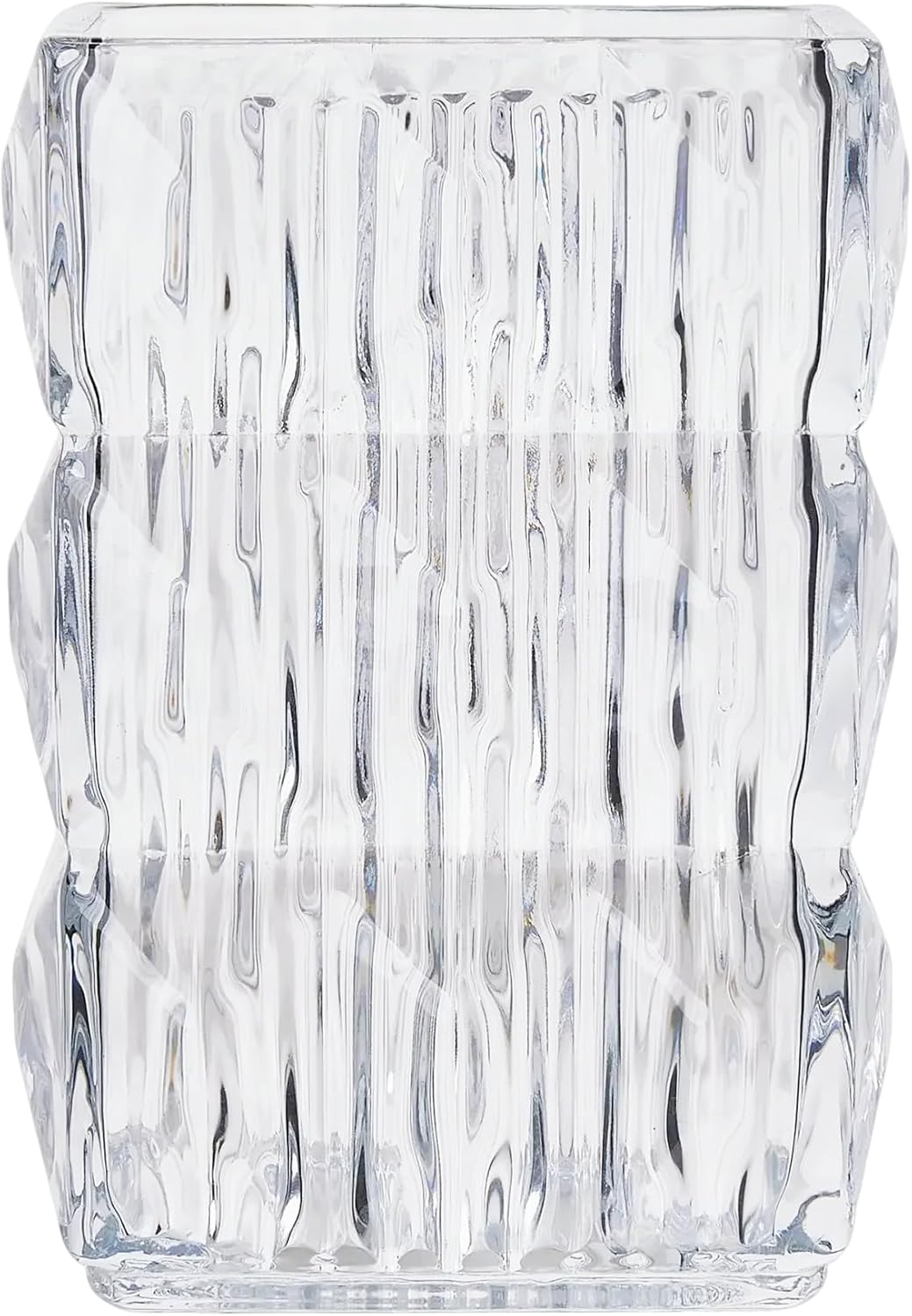 VECELO Crystal Glass Vase - Textured Clear Flower Vase