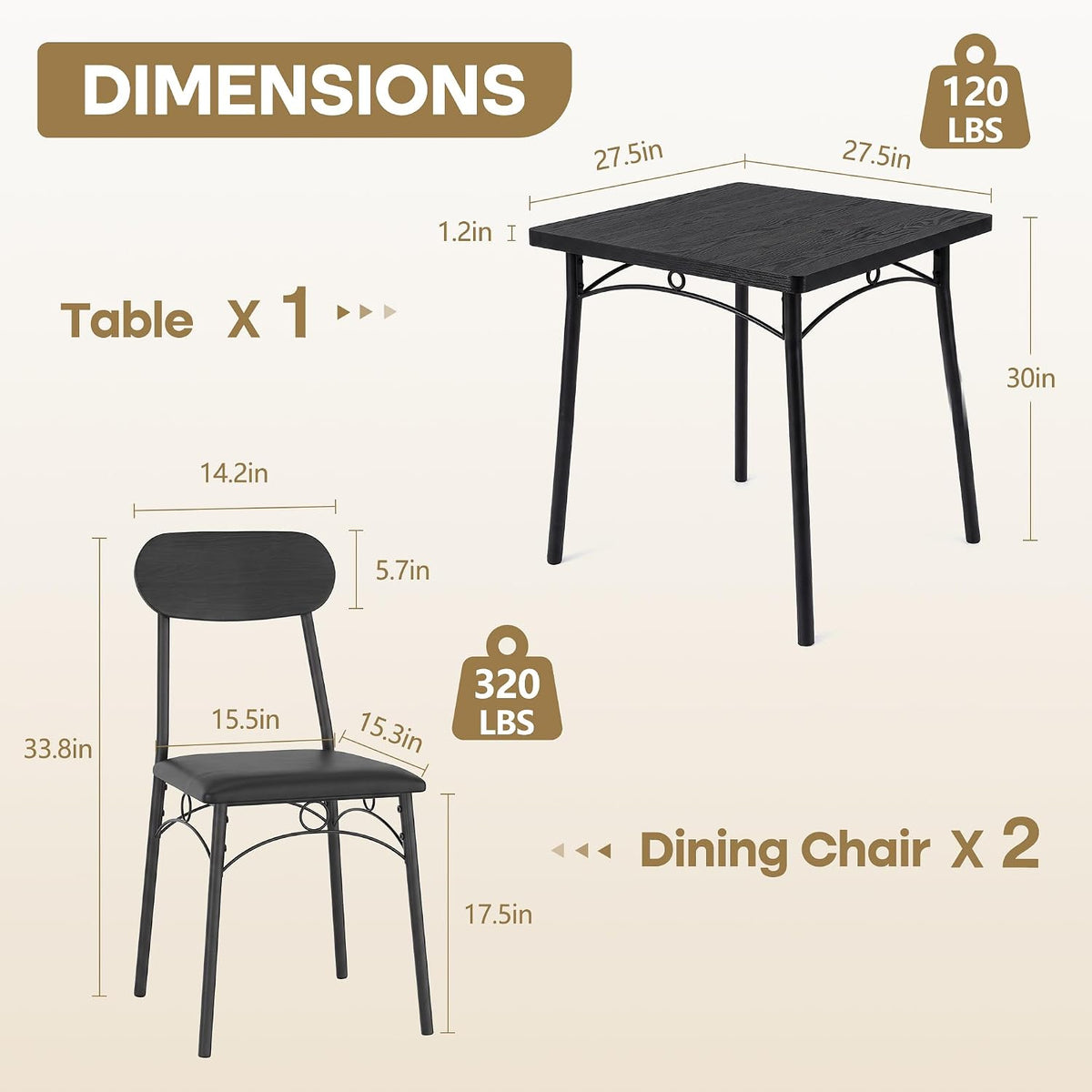VECELO Dining Table Set