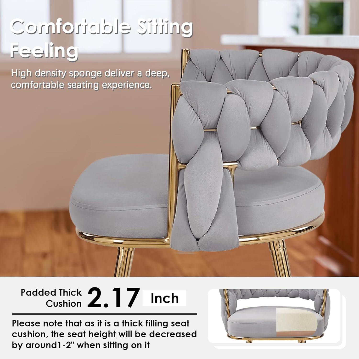 VECELO Bar Stools, Counter Height Bar Stools