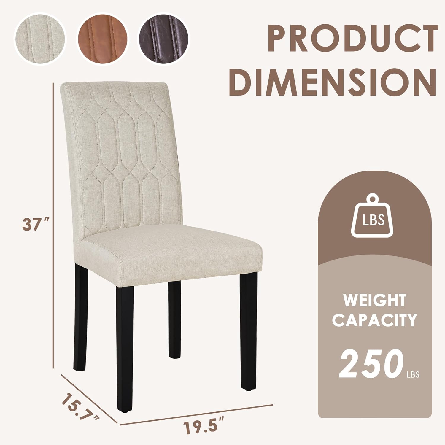 VECELO Upholstered Dining Chairs Set of 2