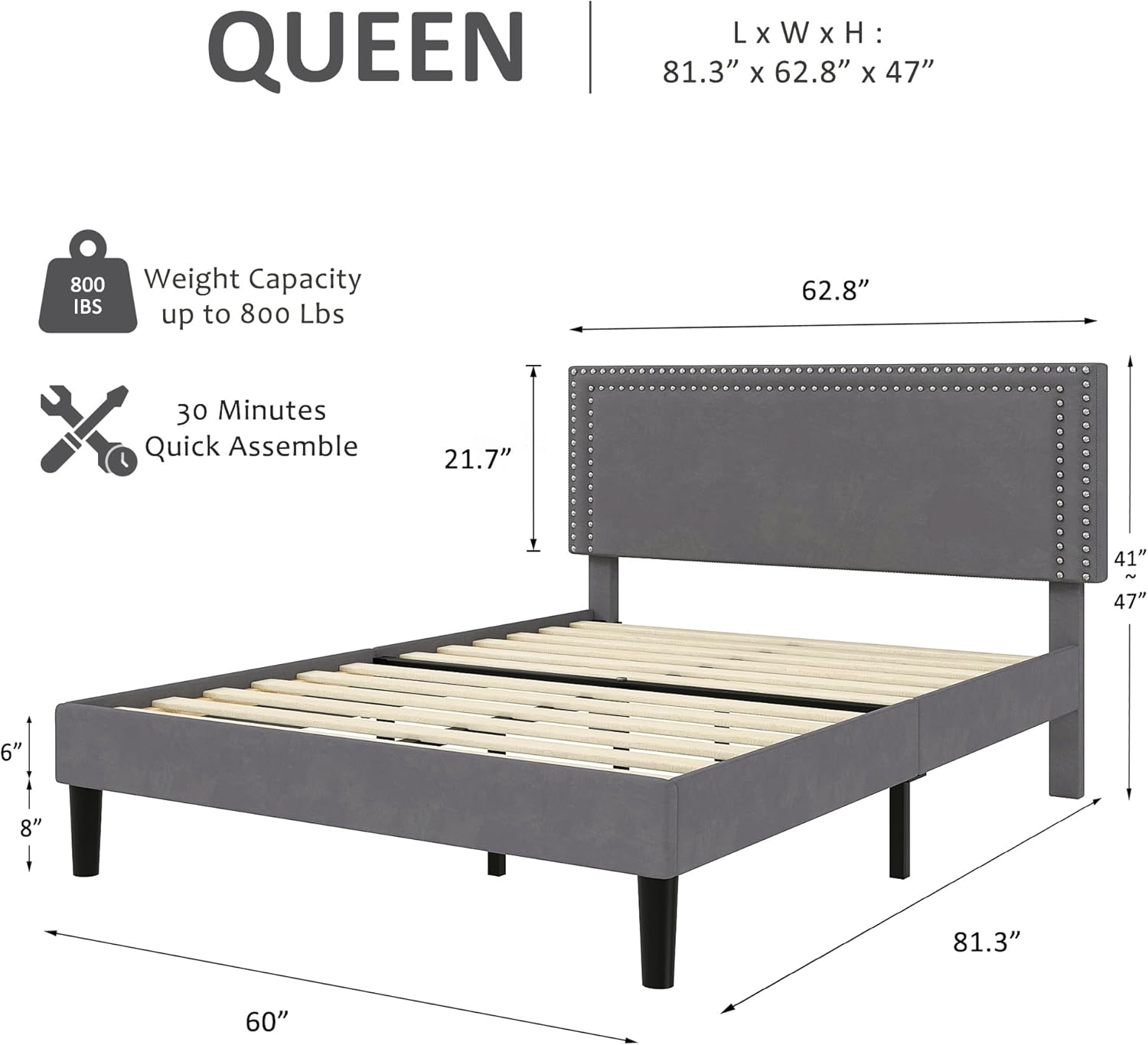 VECELO Modern Platform Bed Frame/Mattress Foundation