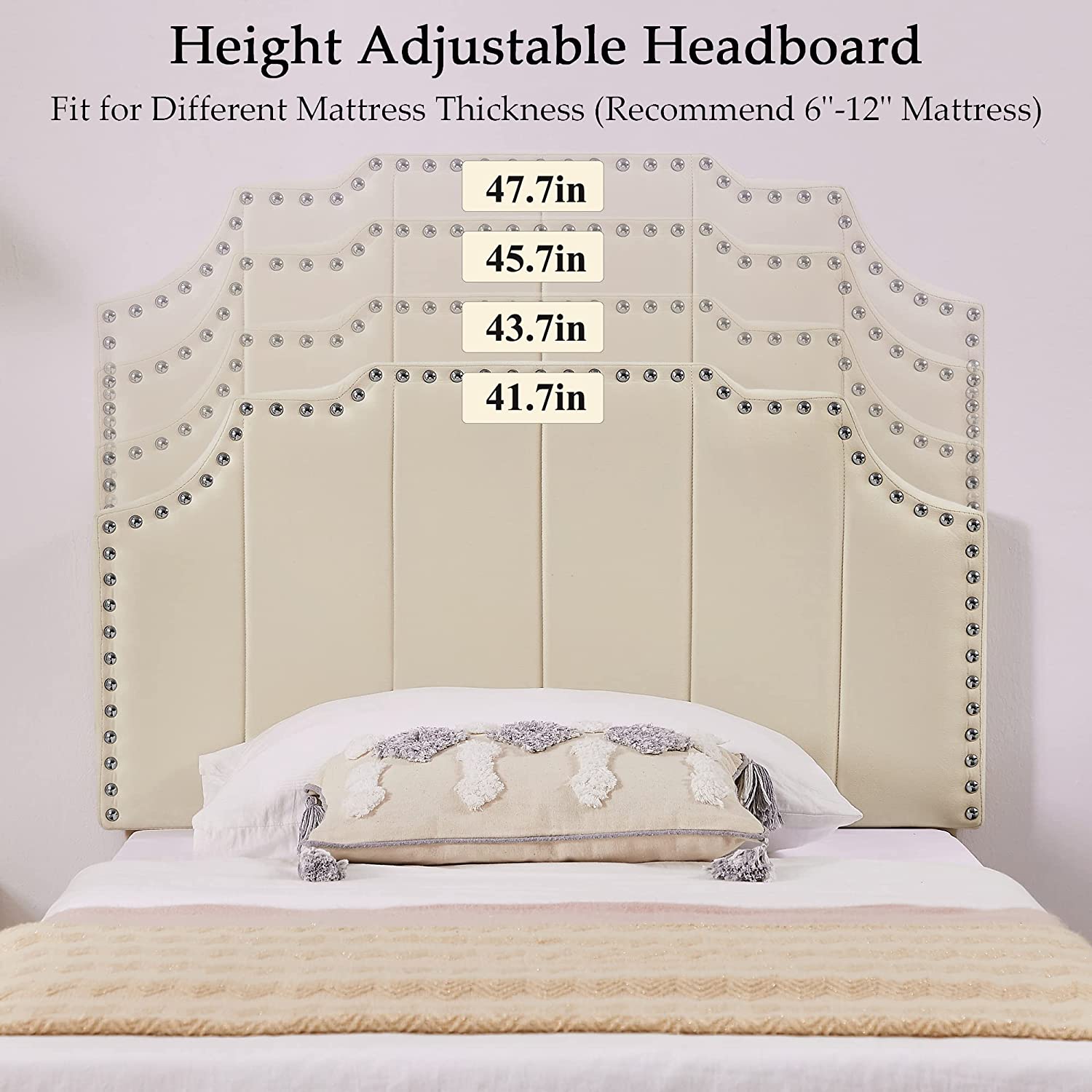 Upholstered Platform Bed Frame with Tufted Adjustable Headboard