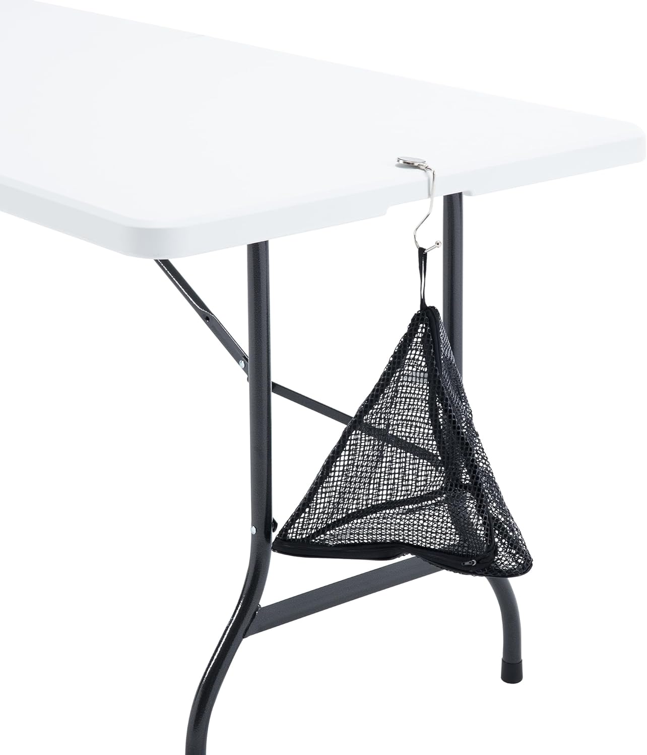 VECELO 6Ft Plastic Folding Table Heavy Duty Indoor Outdoor Portable Picnic Foldable Desk with Handle Mesh Trash Bag&Lock Legs - VECELO